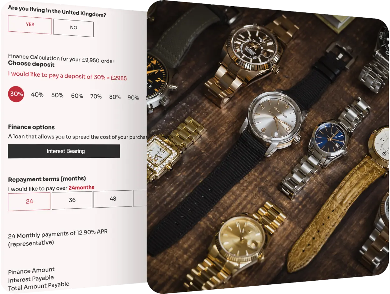 Designer watches on finance sale