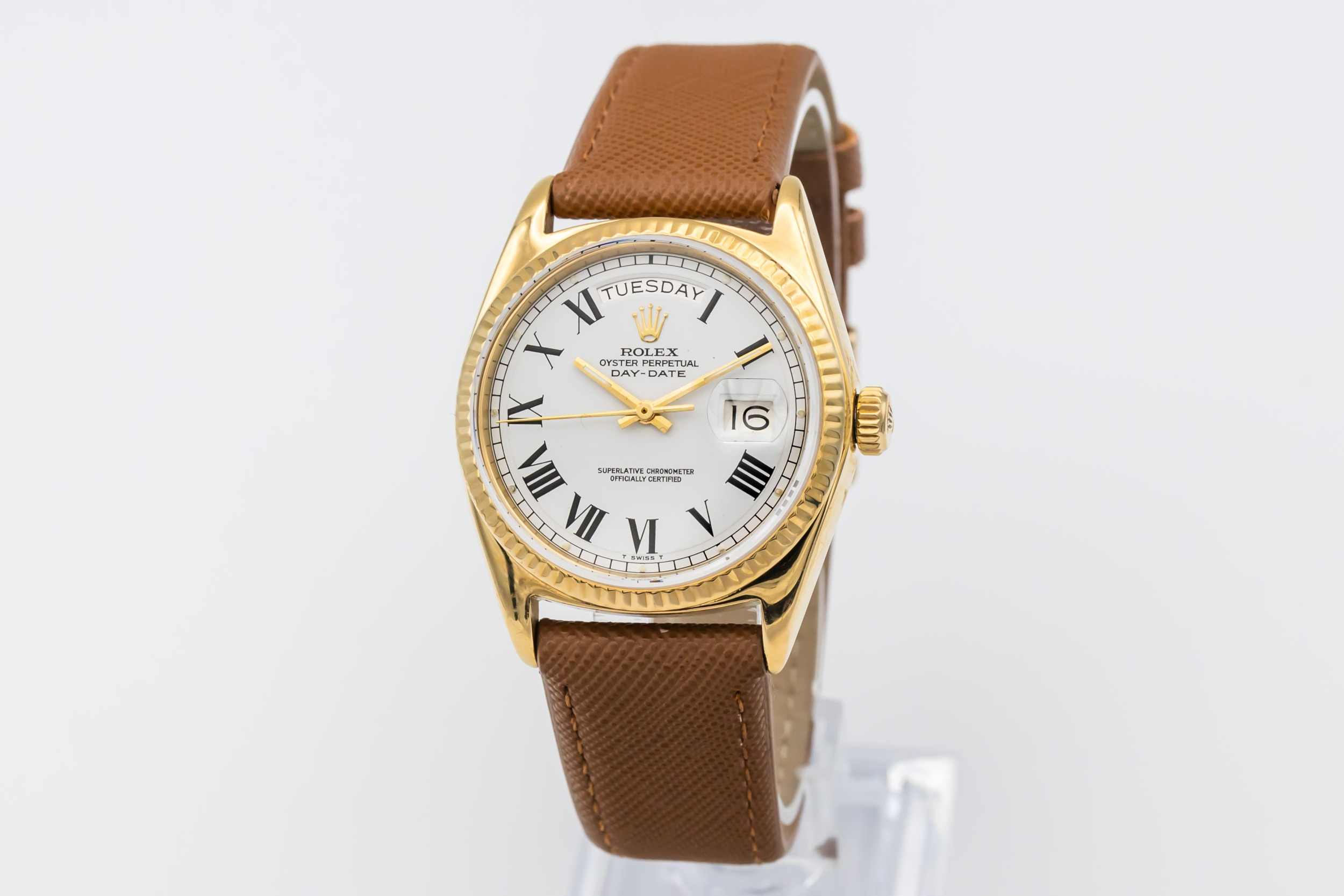 Rolex Day-Date 36mm 18ct Yellow Gold Brown Leather 1803 1974