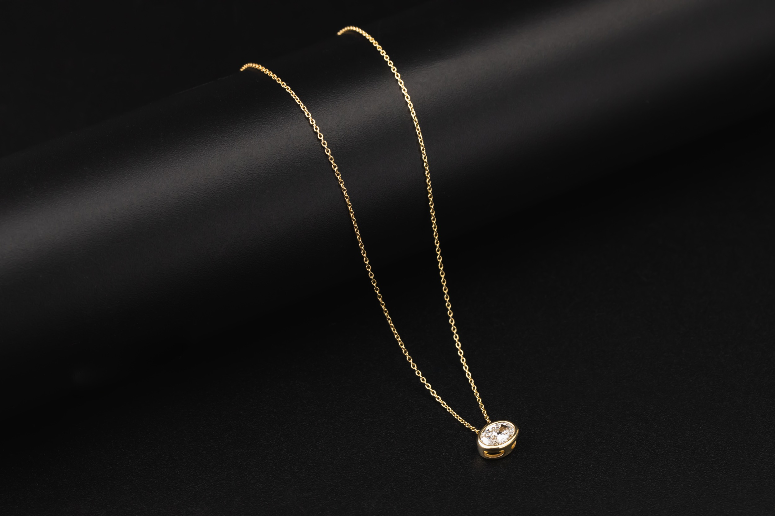 Gold Plated Sterling Silver Lab Grown Oval Cut Diamond Necklace 1.00ct