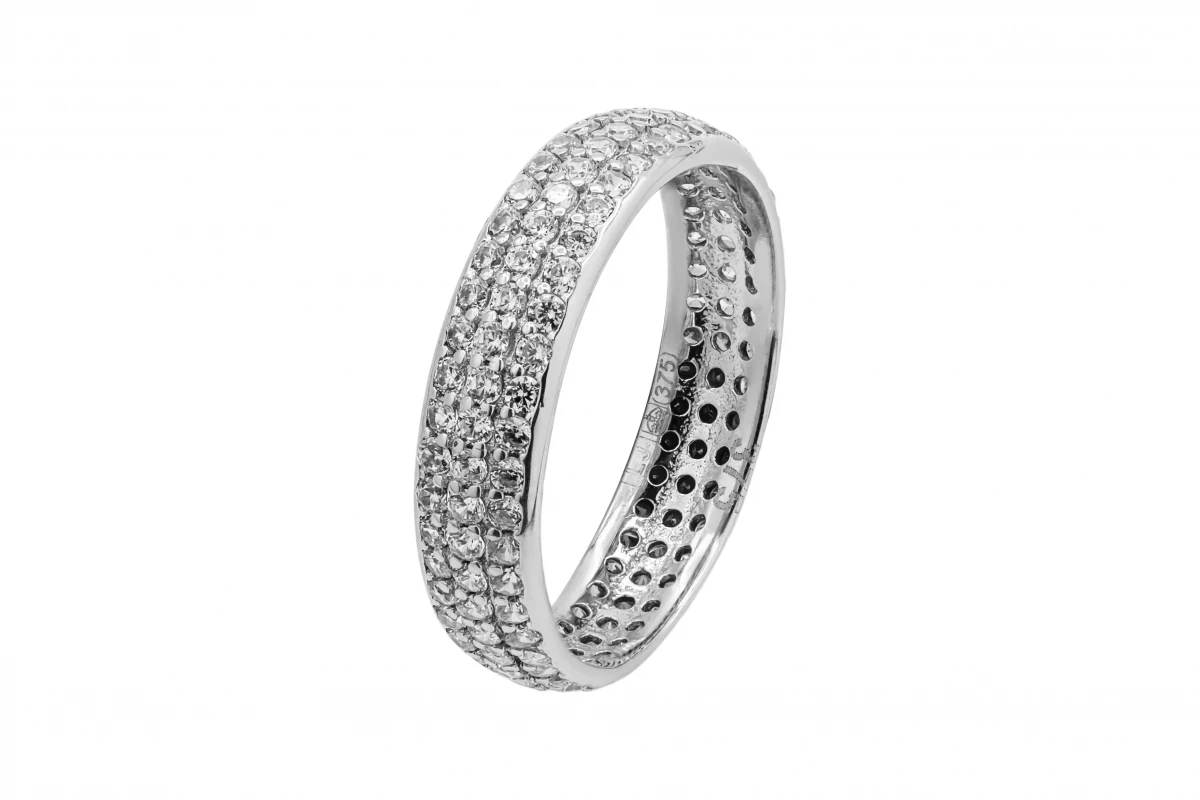 9ct White Gold Cubic Zirconia Eternity Ring 2.2g