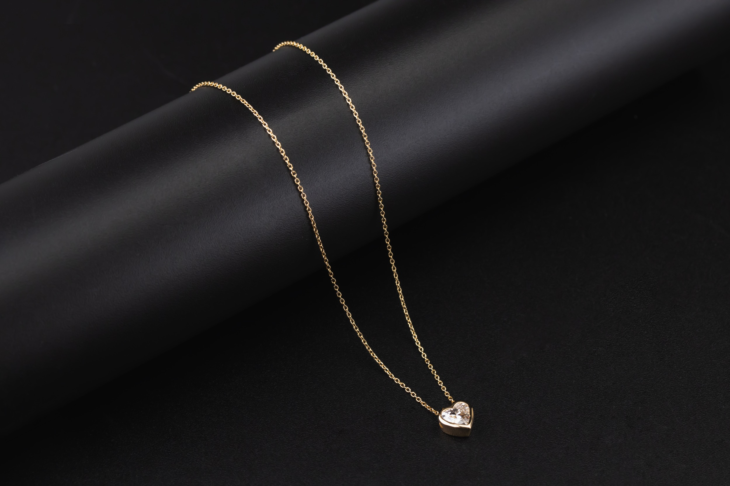 Gold Plated Sterling Silver Lab Grown Heart Cut Diamond Necklace 1.02ct