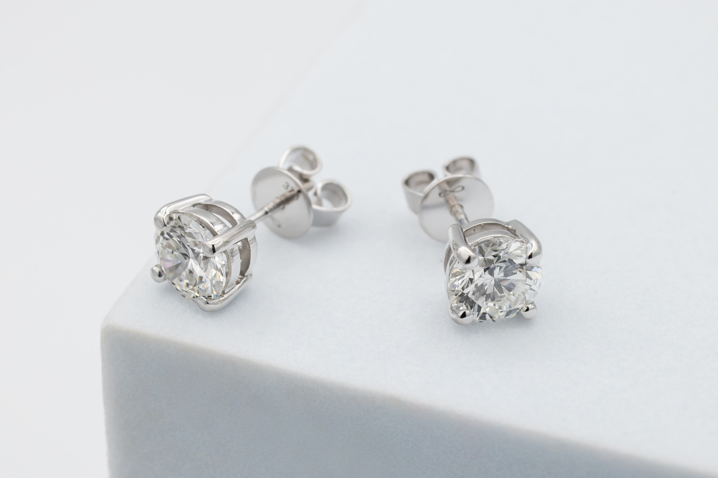 9ct White Gold Lab Grown Brilliant Cut Diamond Stud Earrings 2.23ct