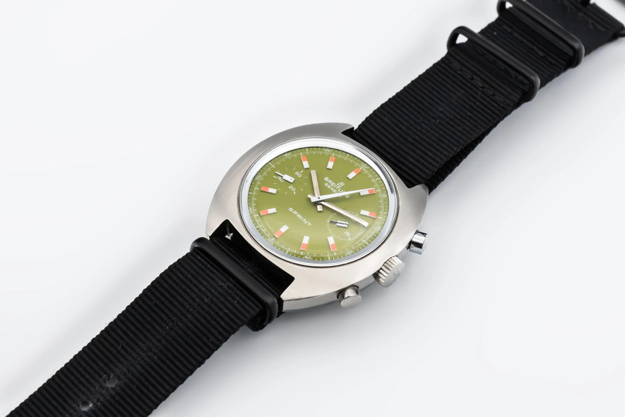 Breitling Sprint 40mm Stainless Steel Black Fabric Cal.7733 Circa 1970s