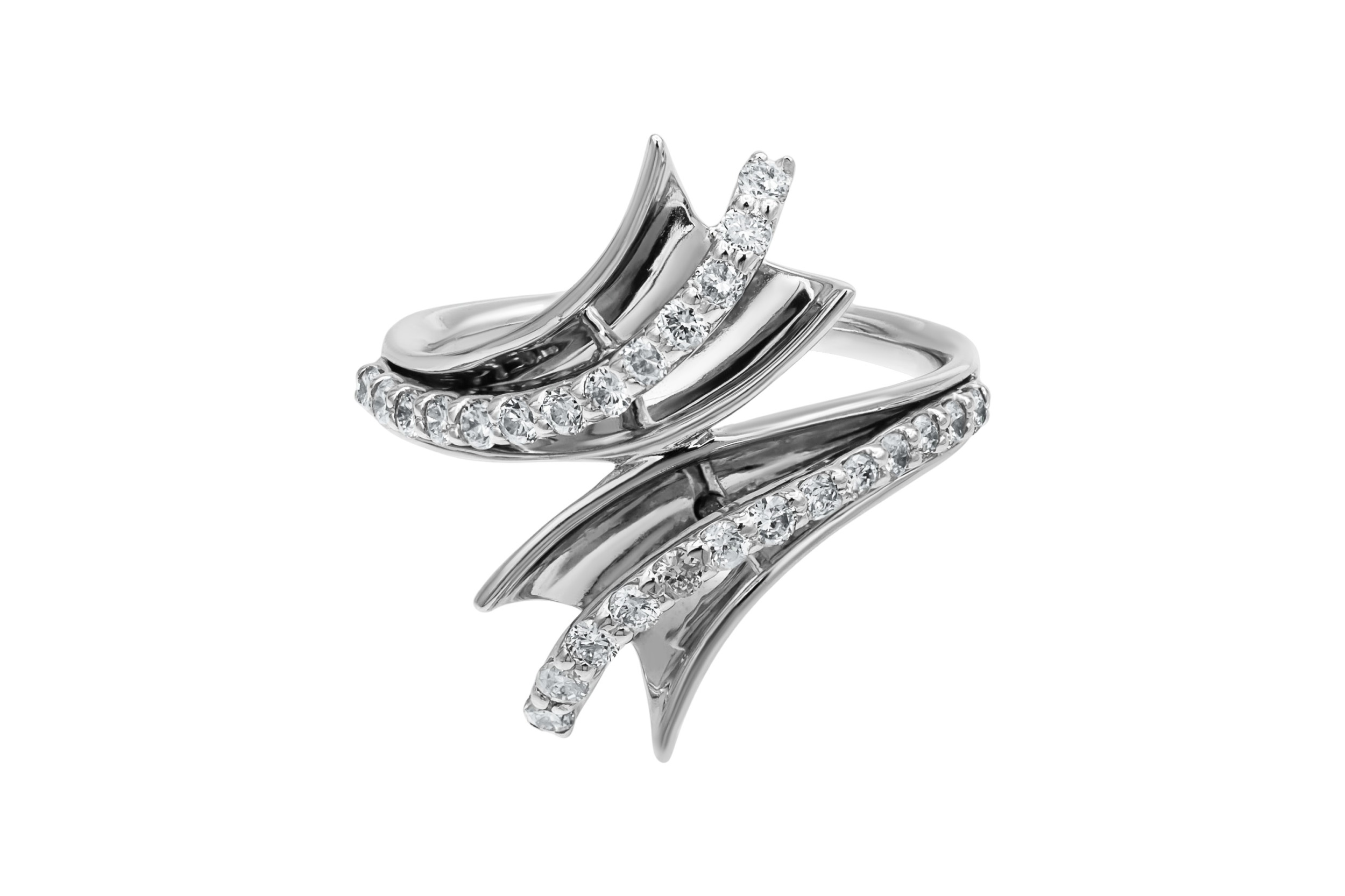 14ct White Gold Diamond Art Deco Ring 0.47ct 4.3g