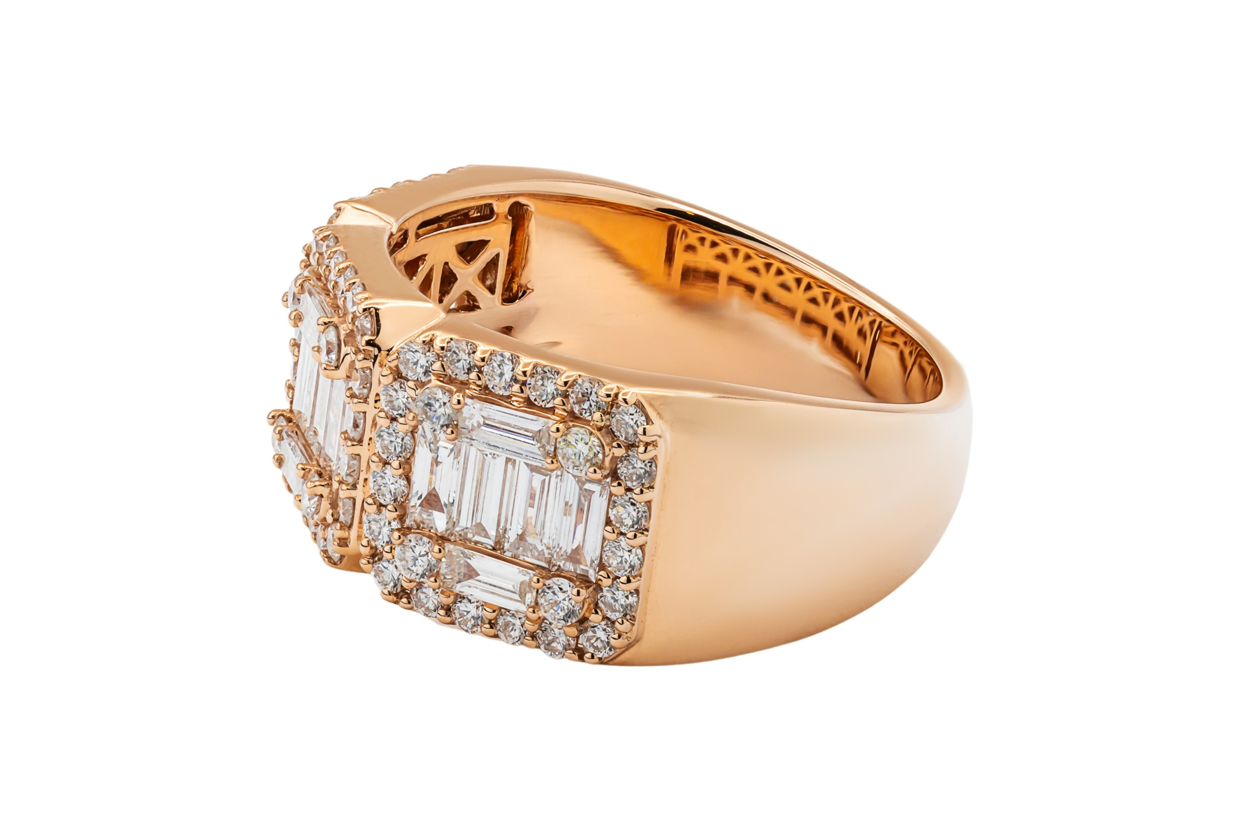 18ct Rose Gold Baguette Diamond Statement Ring 1.87ct