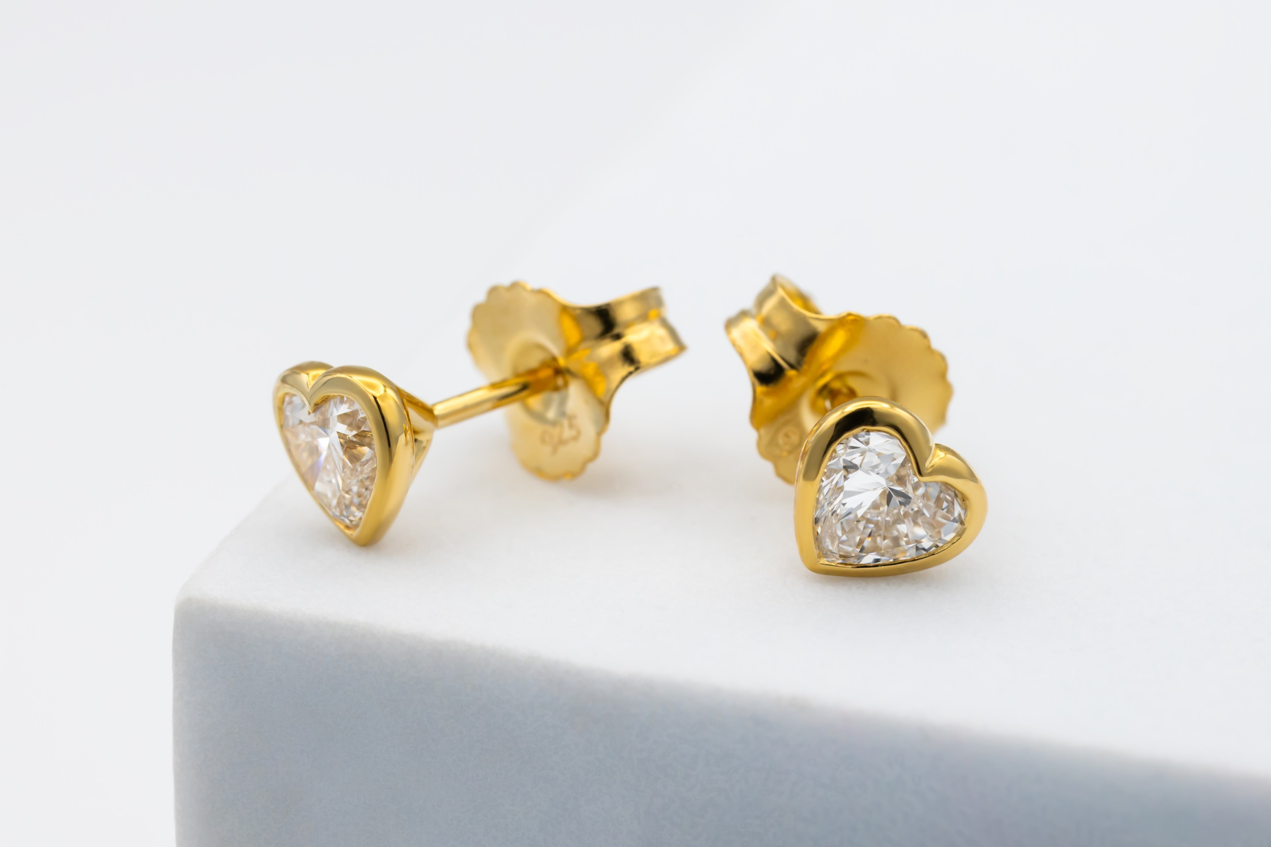 Gold Plated Sterling Silver Lab Grown Heart Cut Diamond Stud Earrings 1.06ct