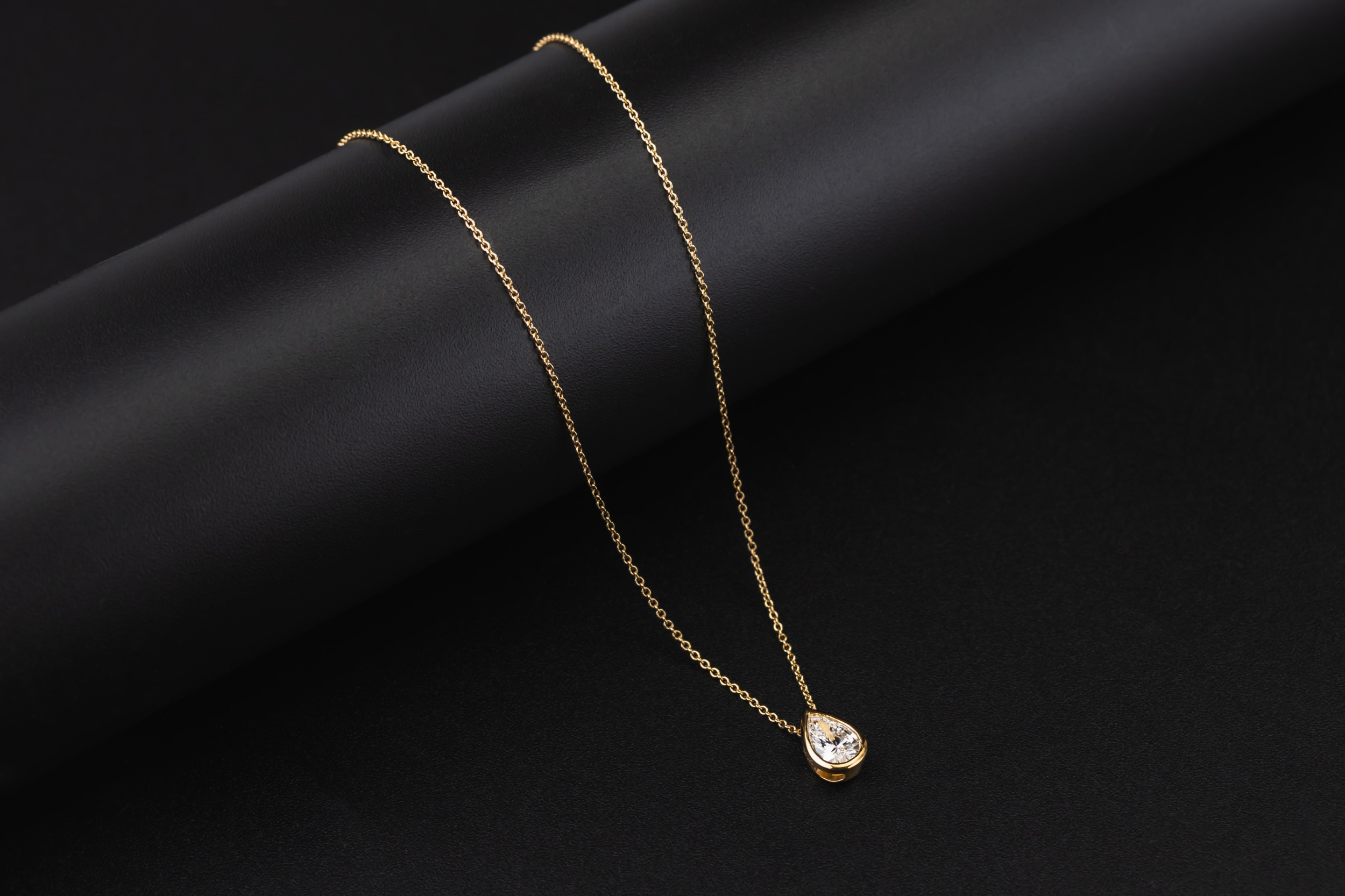 Gold Plated Sterling Silver Lab Grown Pear Cut Diamond Necklace 1.00ct