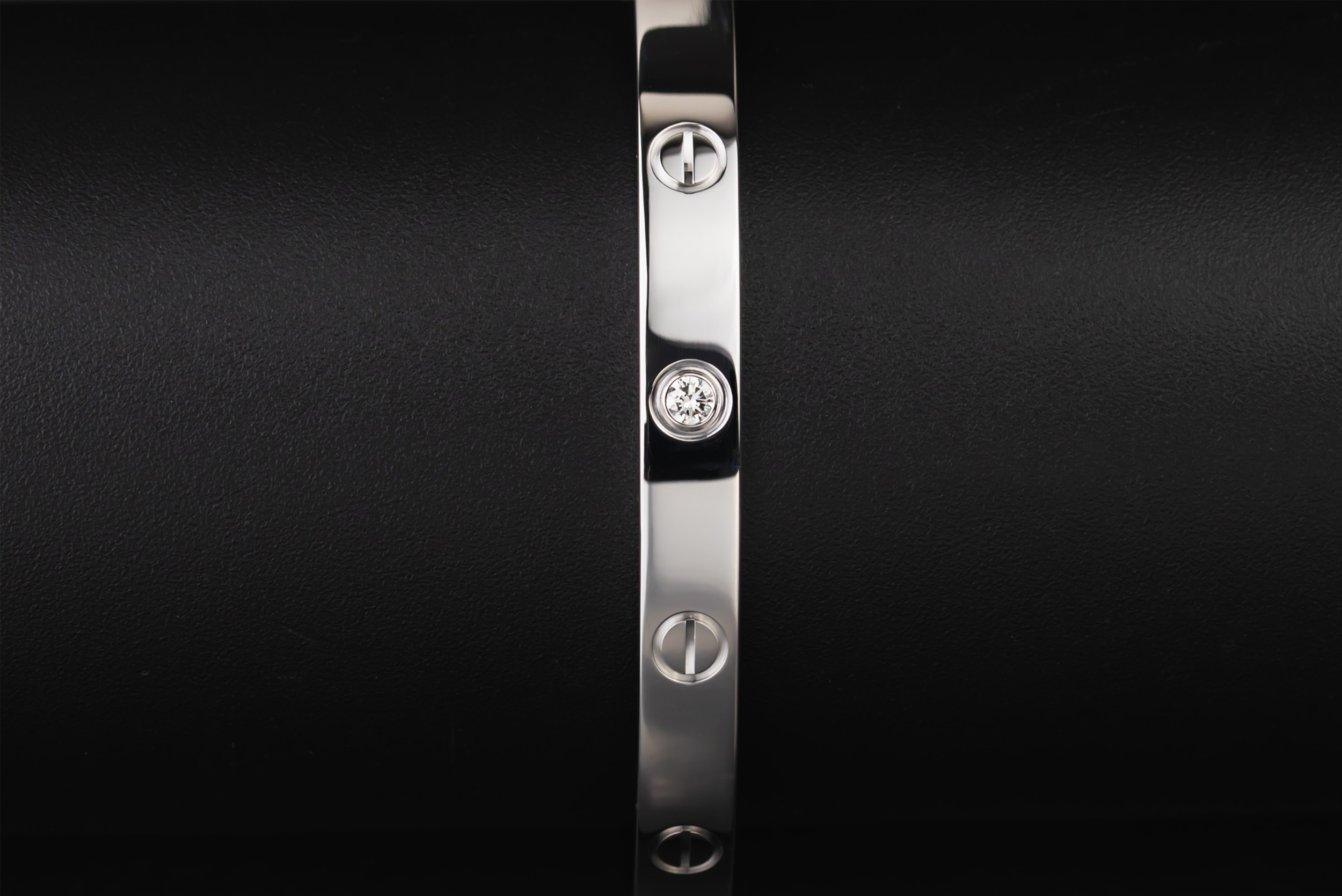 Cartier LOVE 1 Diamond Cuff Bracelet 18ct White Gold Size 18 0.10ct