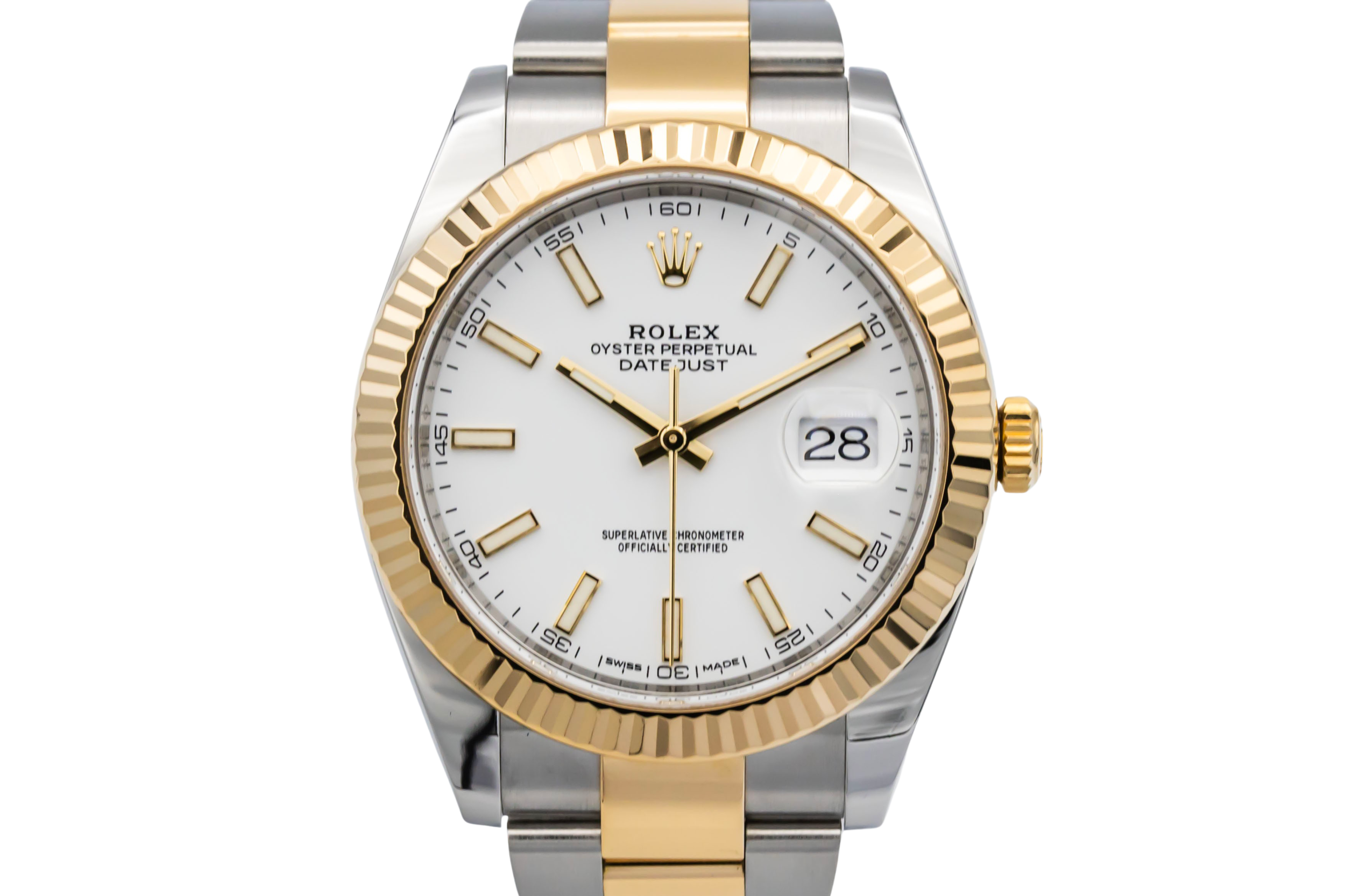 Rolex DateJust 41mm Steel & 18ct Yellow Gold White Oyster 126333 2017