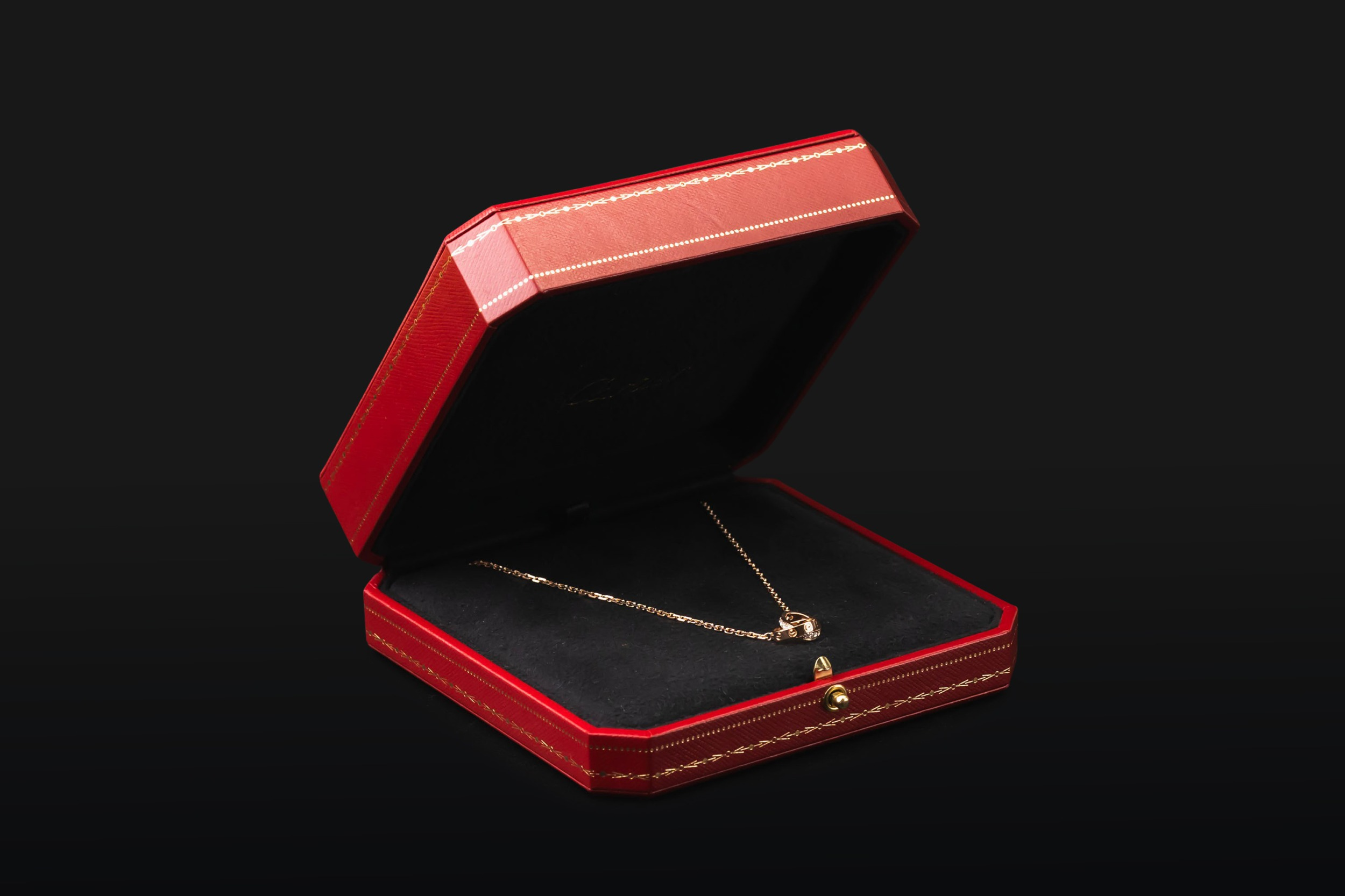 Cartier LOVE Half-Pavé Diamond Pendant 18ct Rose Gold Necklace 0.22ct