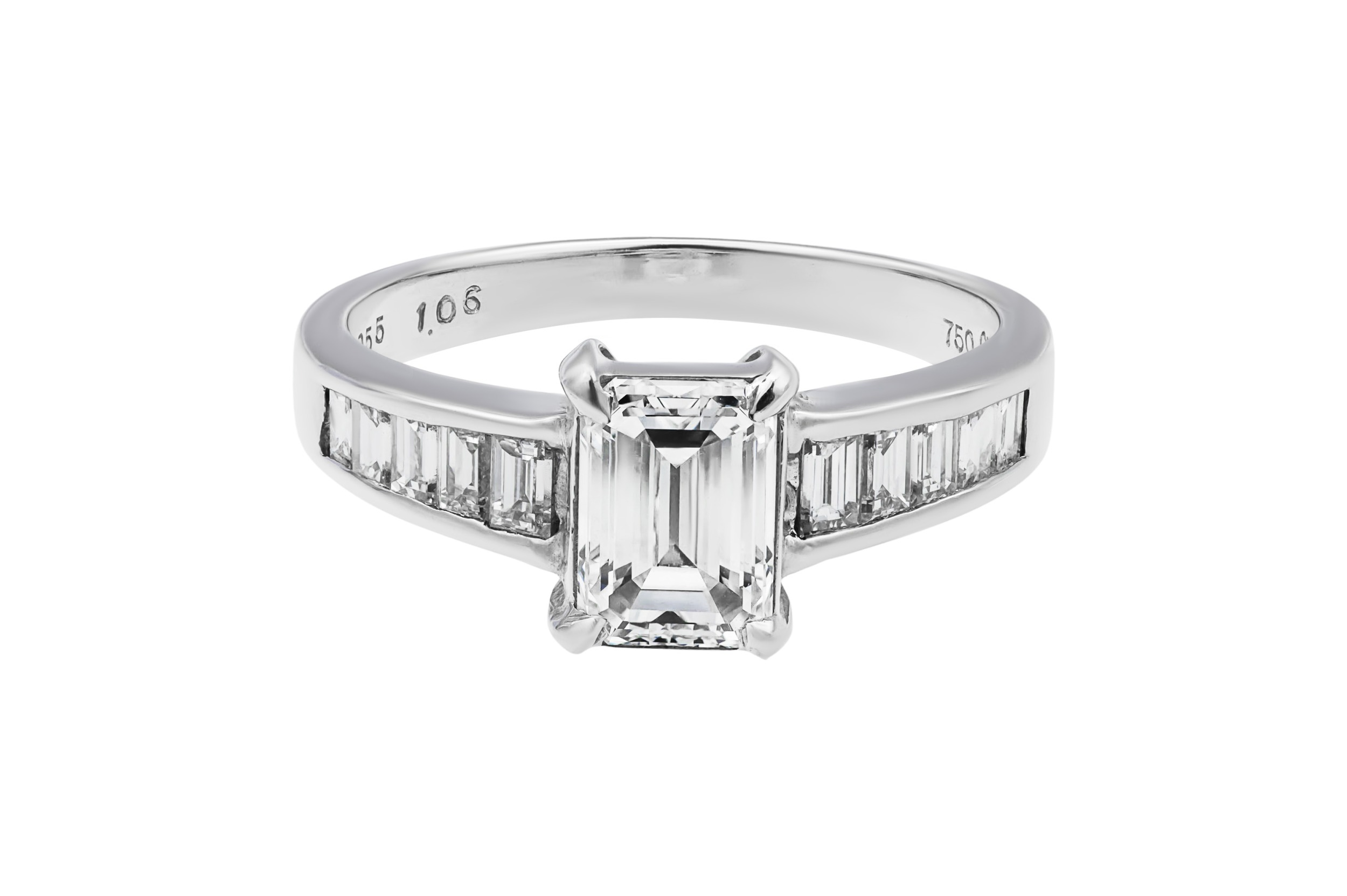 18ct White Gold Emerald Cut Diamond Engagement Ring 1.59ct GIA Certified