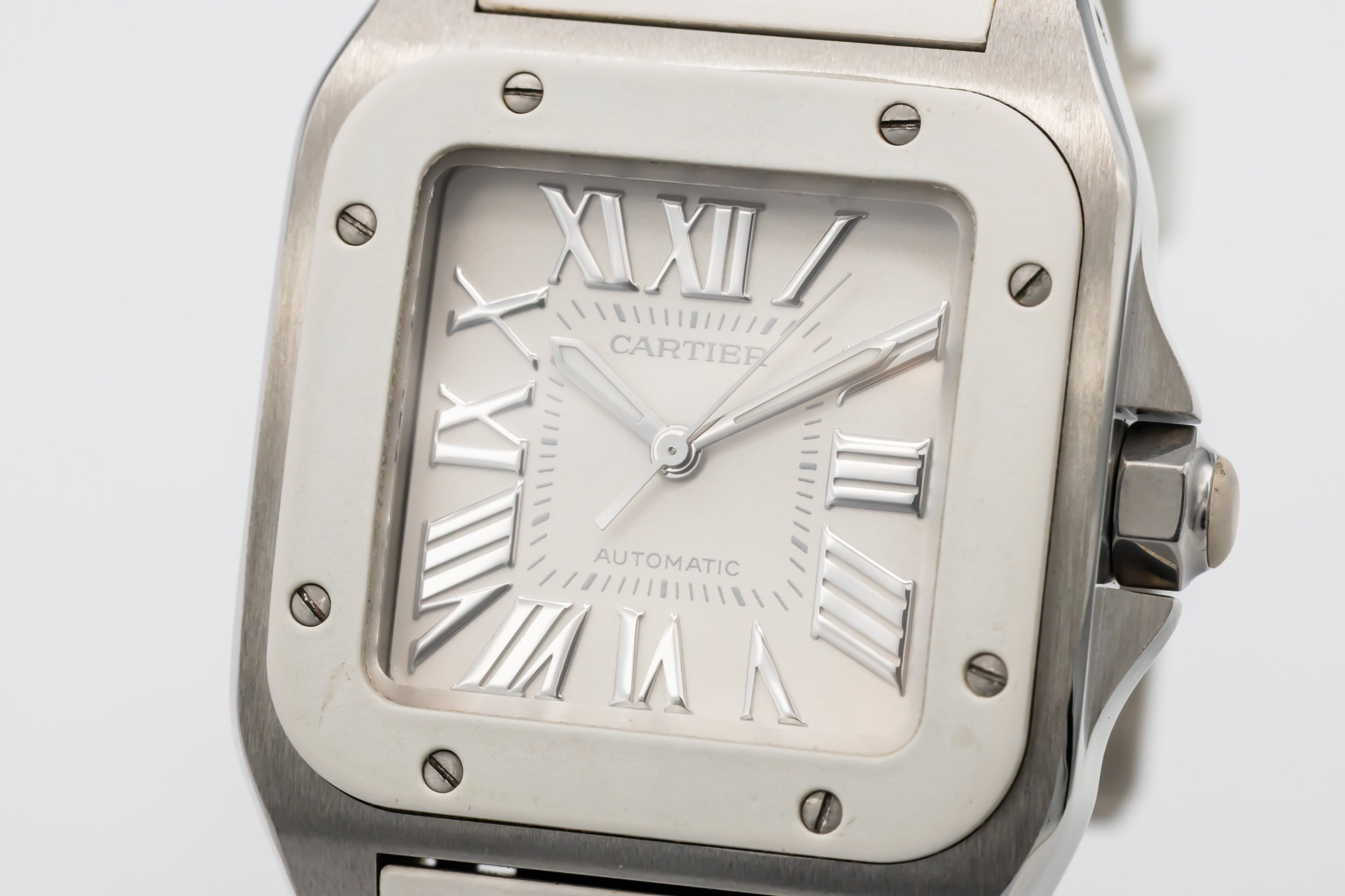 Cartier Santos 100 Midi 33mm White Rubber 2878 Circa 2010