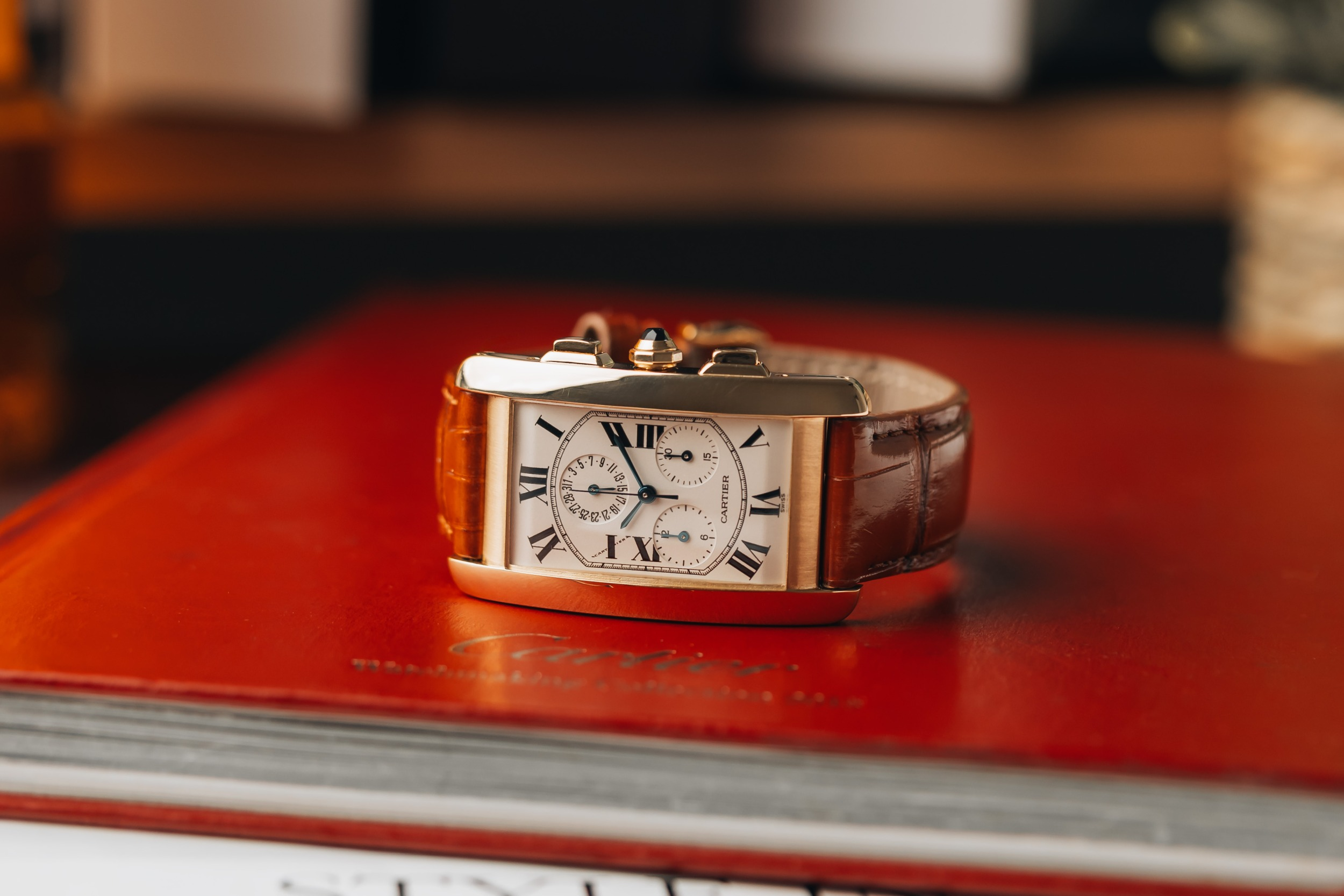 Cartier Tank Américaine Chronograph 26mmx45mm Brown Leather W2601156/1730 2007