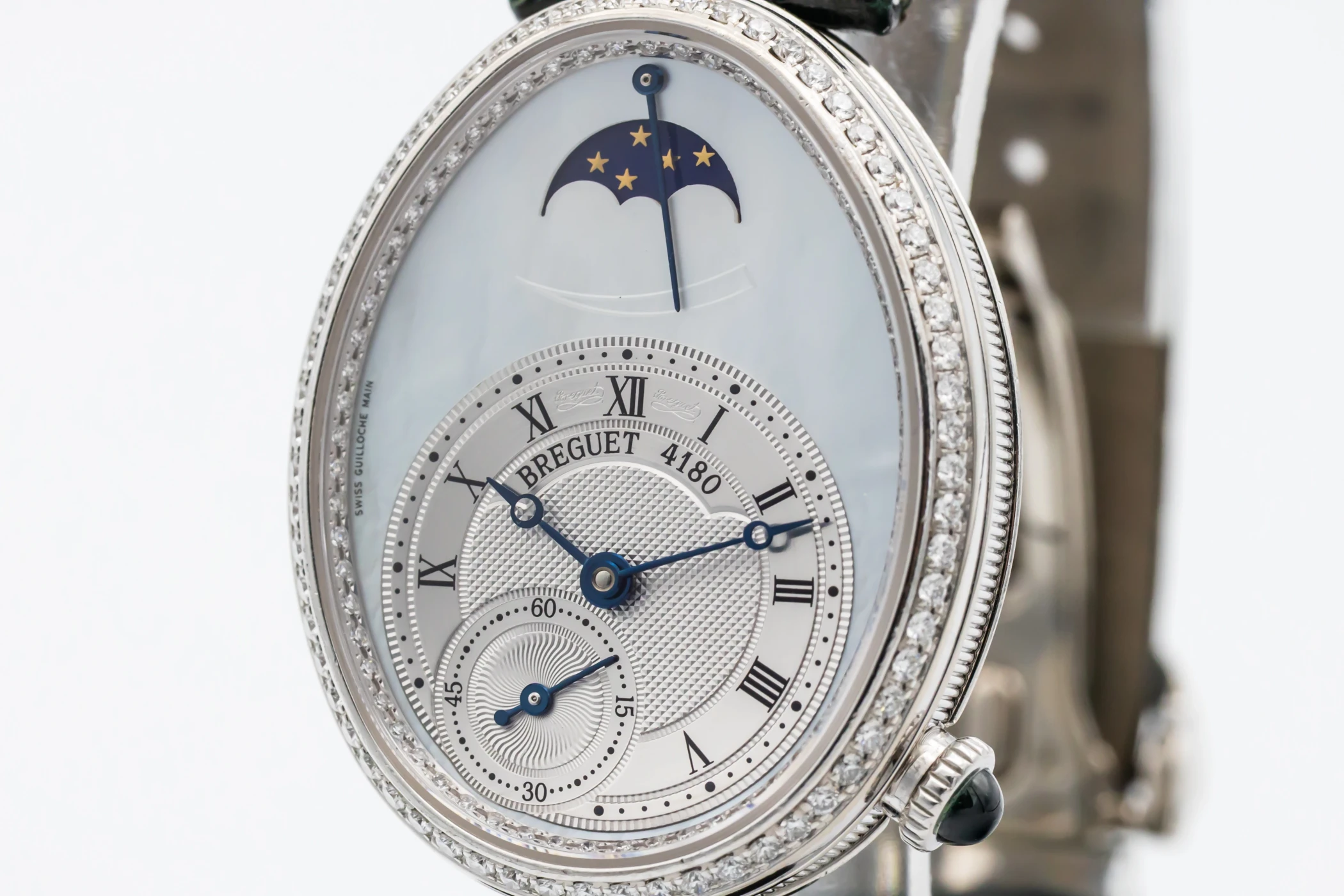 Breguet Reine De Naples 36.50x28.48mm 18ct White Gold Green Leather 8908 2009