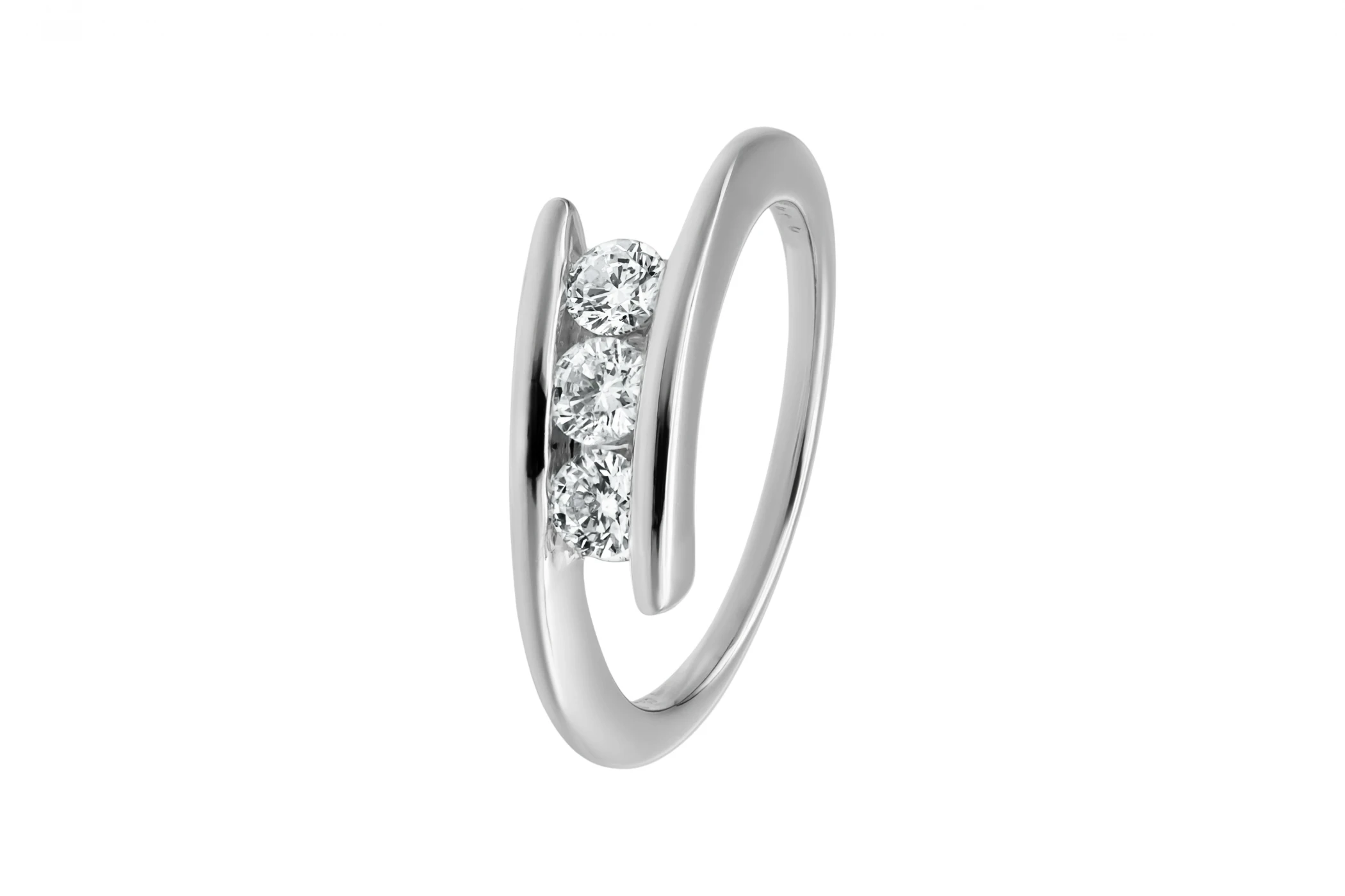 18ct White Gold Diamond Trio Ring 0.48ct