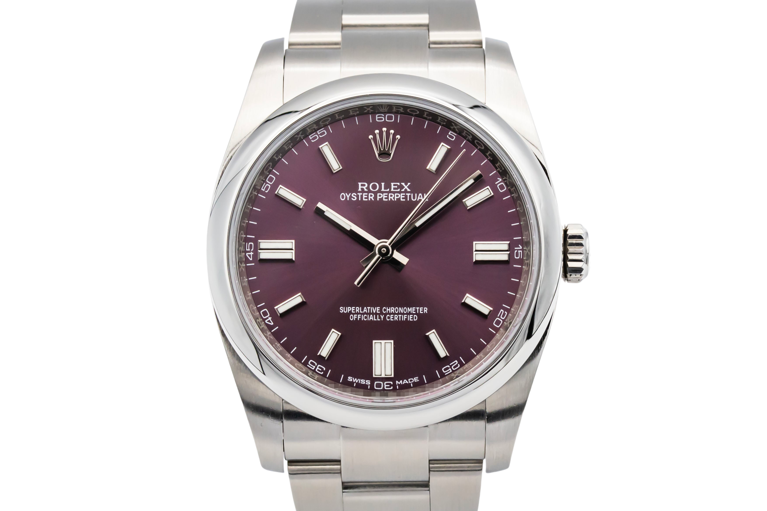 Rolex Oyster Perpetual 36mm Stainless Steel Oyster 116000 2015 Red Grape