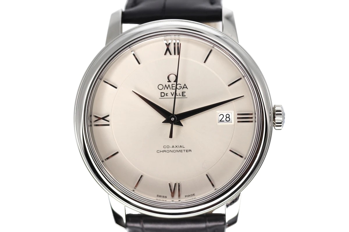 OMEGA De Vile Co Axial 40mm Stainless Steel & Black Leather Strap