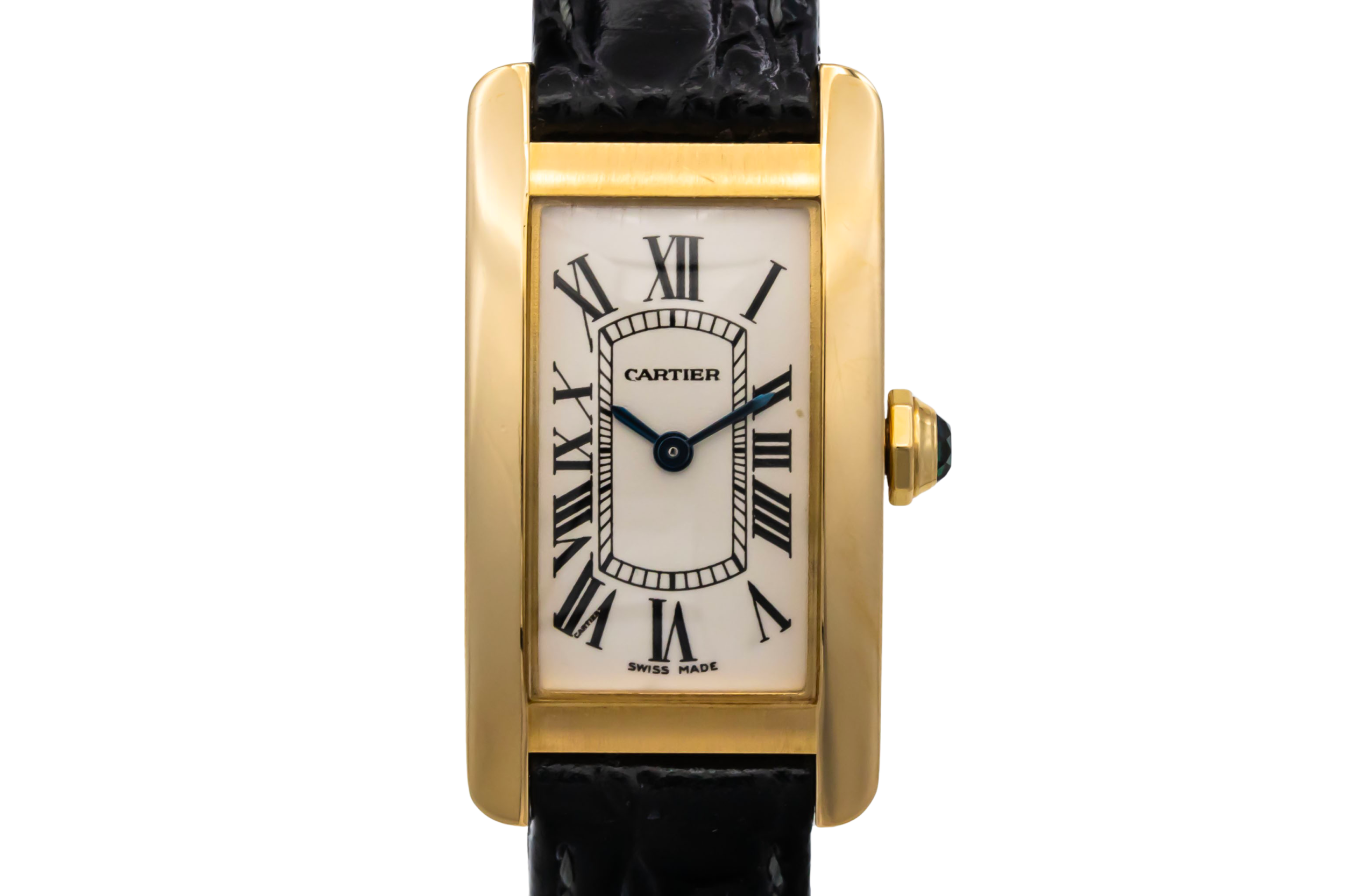 Cartier Tank Americaine 19mm Black Leather W2601556 Circa 2000s