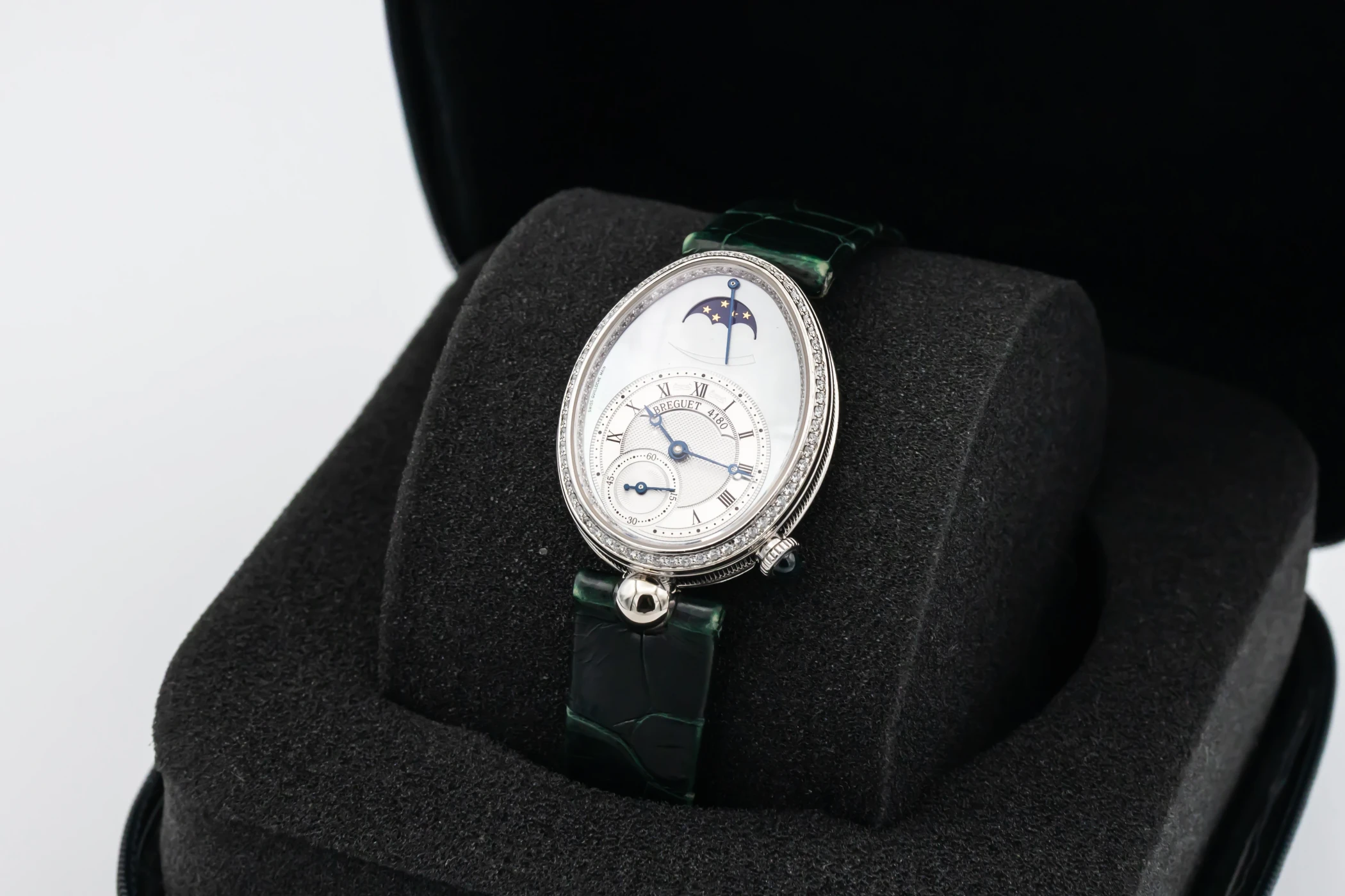 Breguet Reine De Naples 36.50x28.48mm 18ct White Gold Green Leather 8908 2009