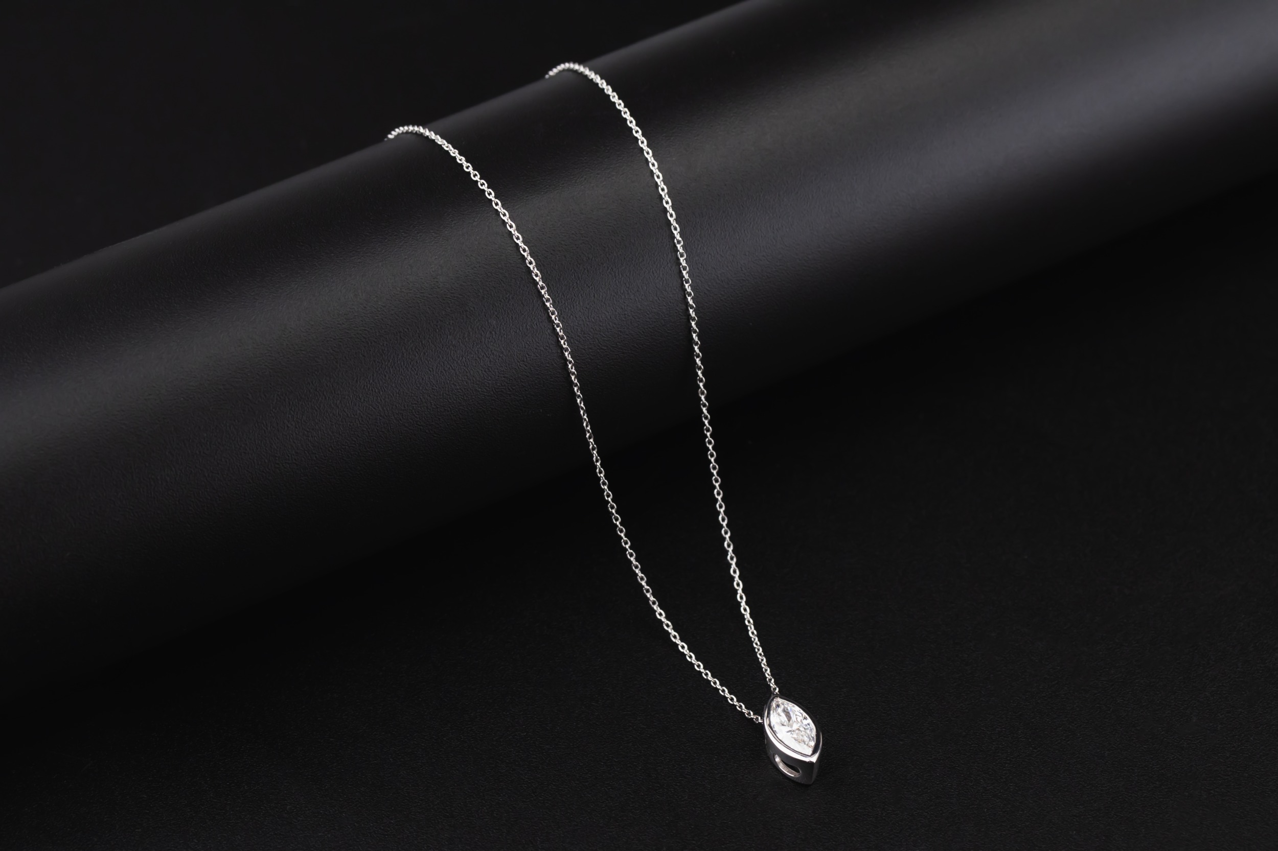 Sterling Silver Lab Grown Marquise Cut Diamond Necklace 1.08ct