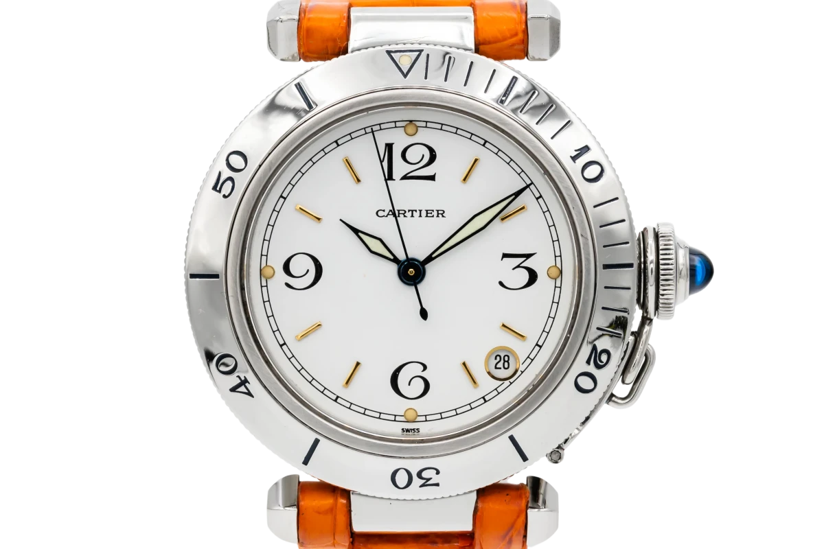 Pasha De Cartier 35.5mm Orange Leather Strap W31015M7 2000 Out of stock