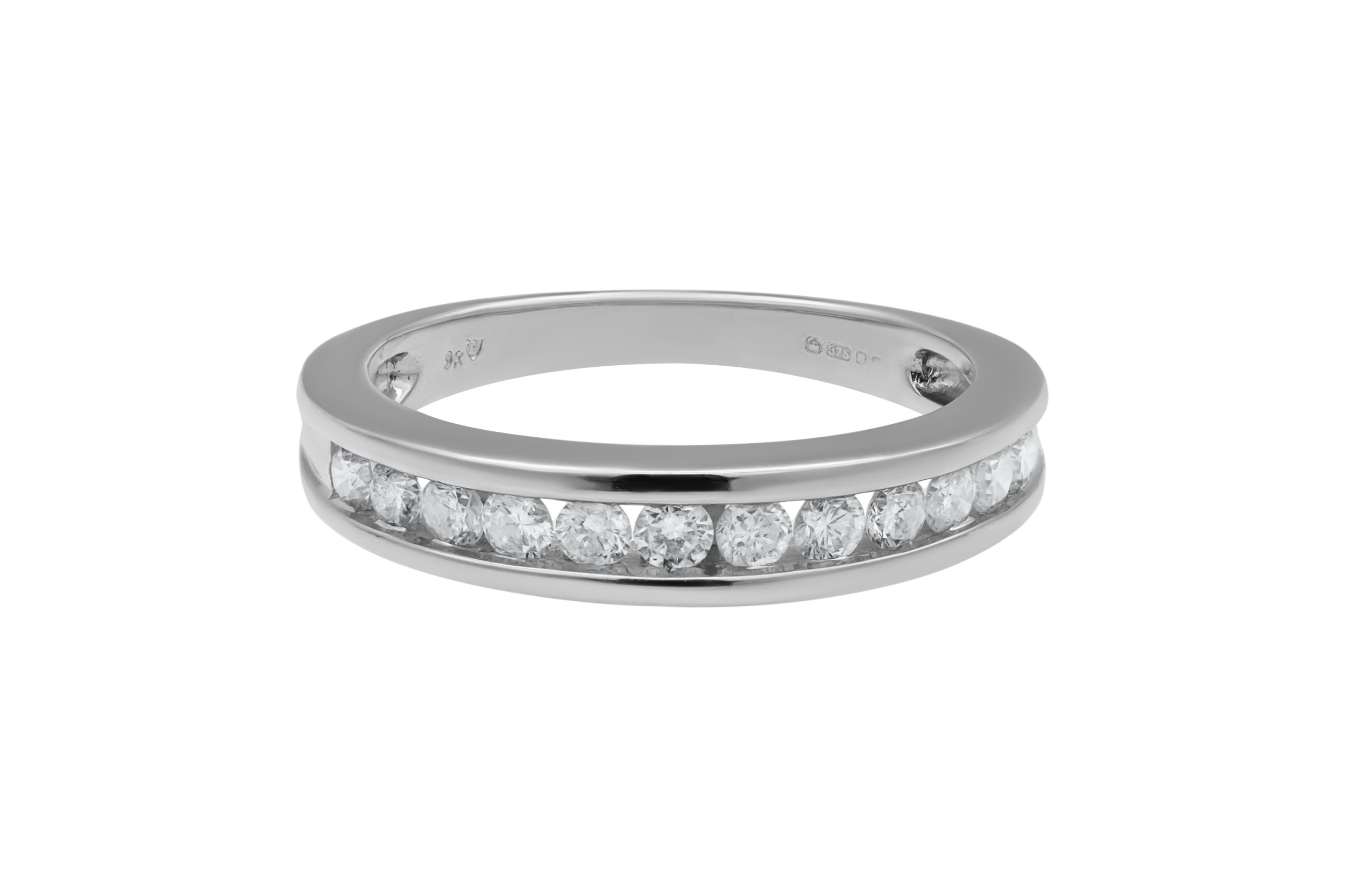 9ct White Gold Diamond Channel Set Wedding Band 3.4g 0.36ct