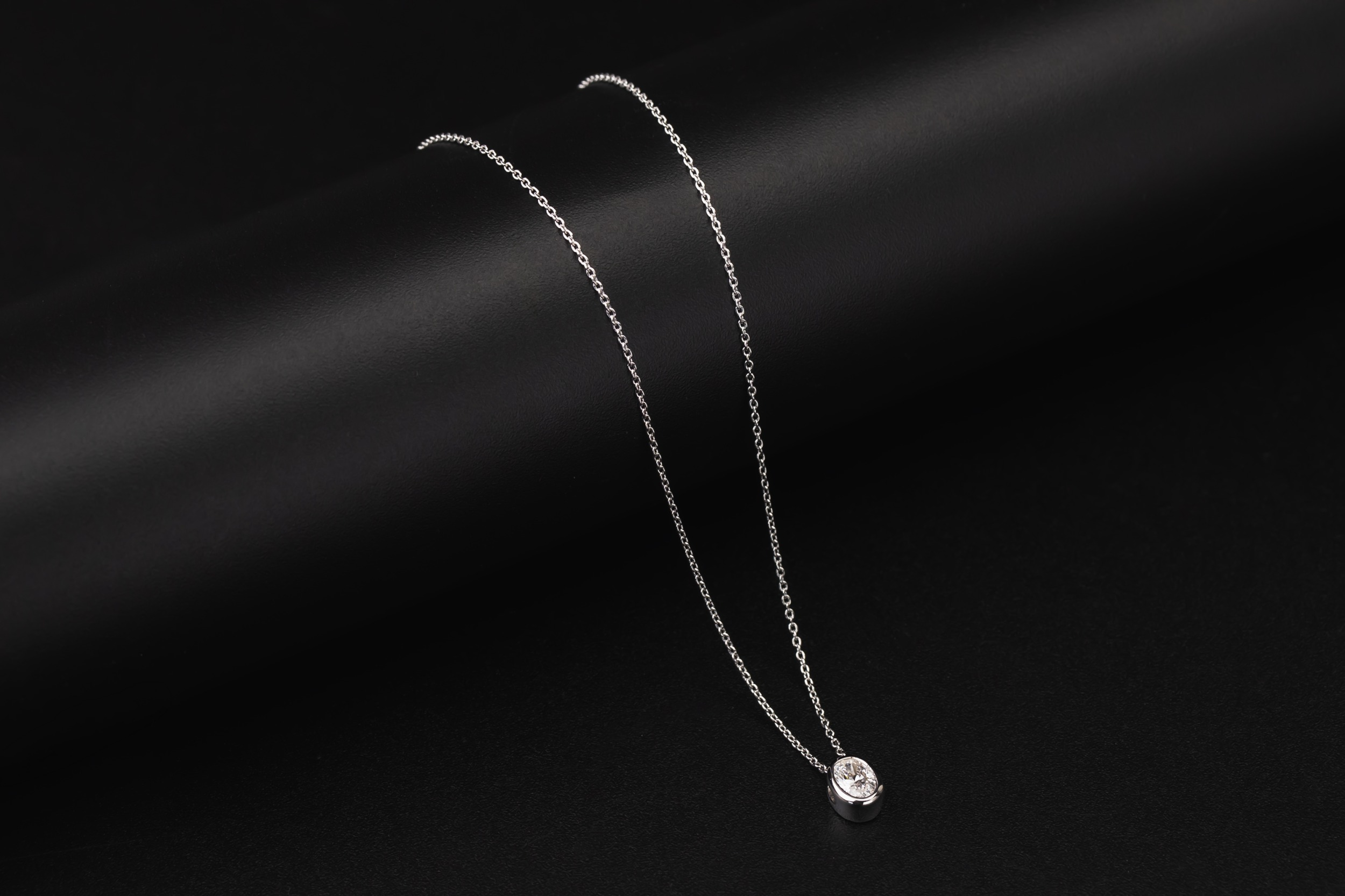 Sterling Silver Lab Grown Oval Cut Diamond Necklace 0.52ct