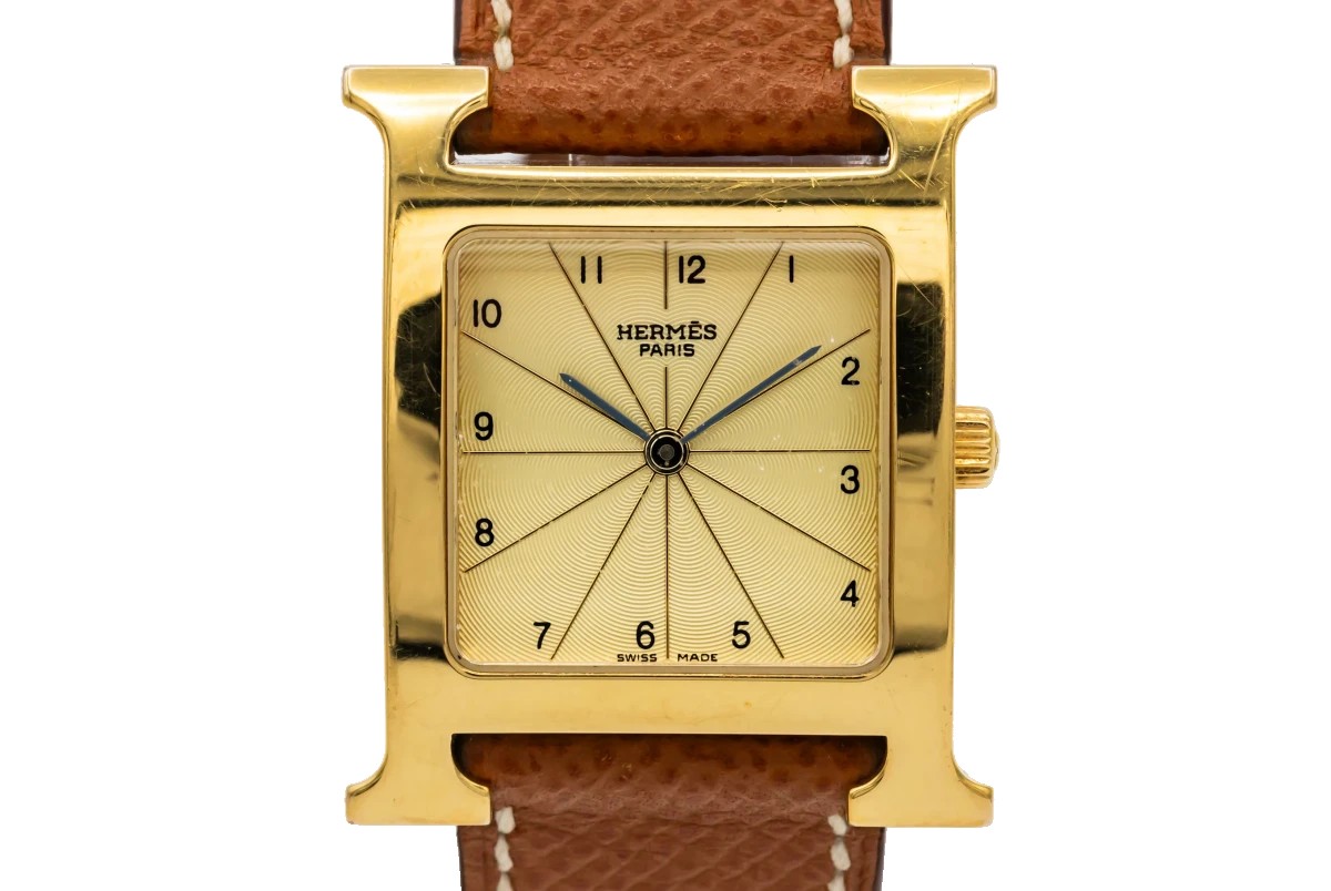 HERMES Heure H 26mm Gold Plated Brown Leather HH1.501 2011 - Out of stock