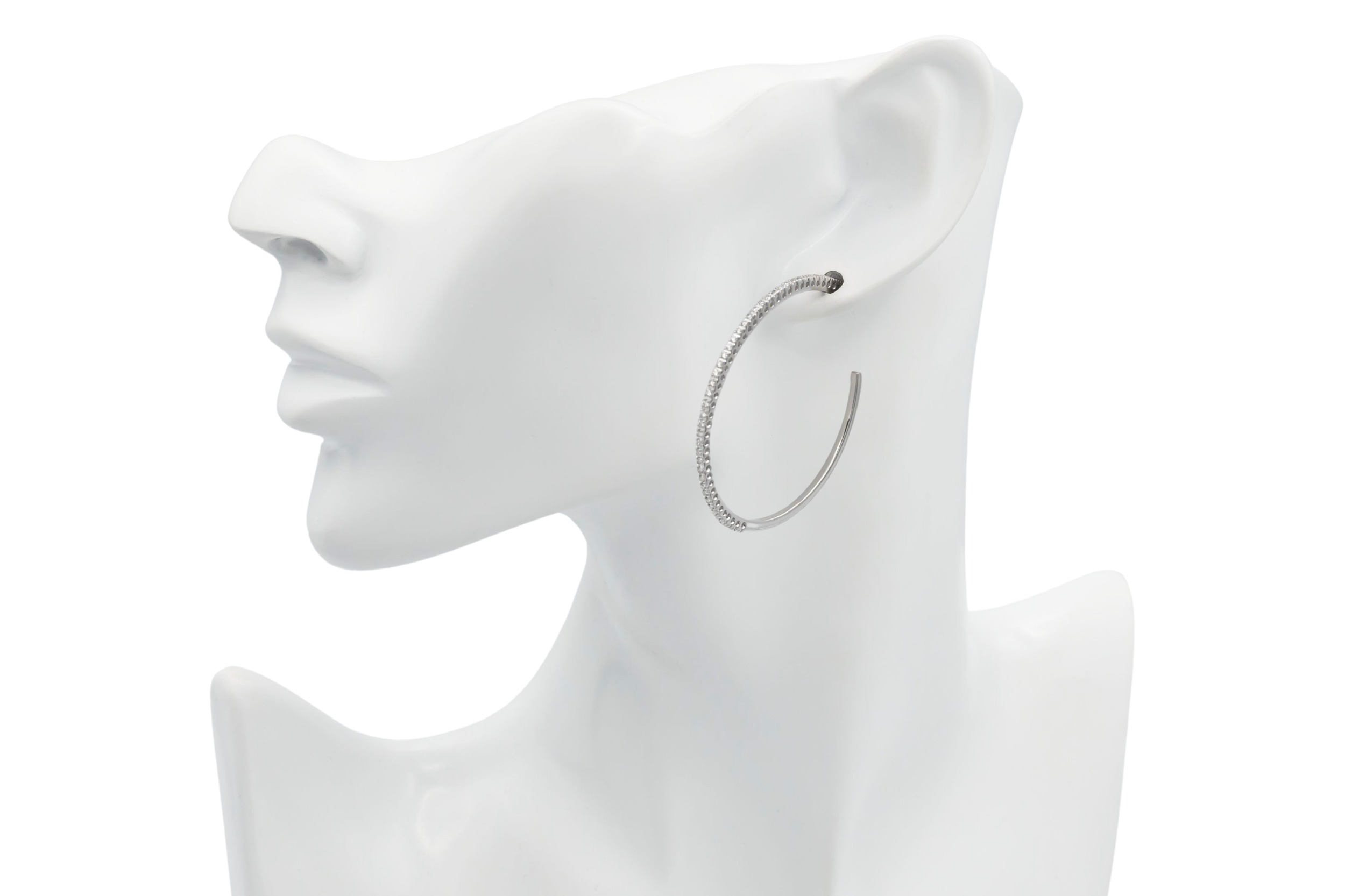 18ct White Gold Diamond Large Hoop Earrings 0.46ct