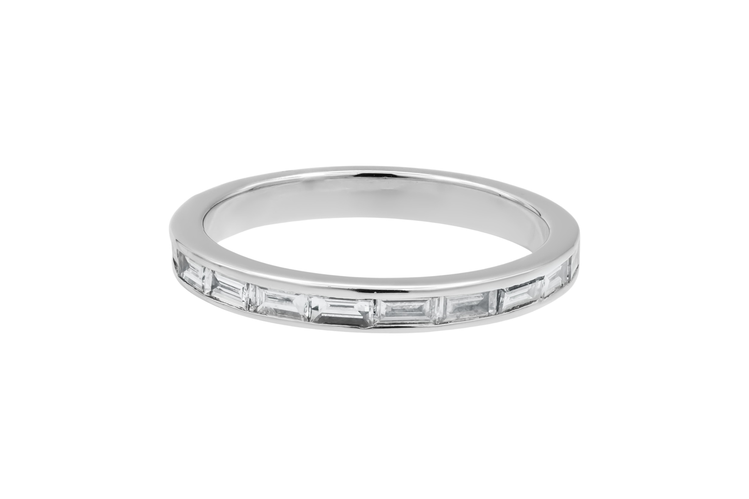 18ct White Gold Round Baguette Diamond Half Eternity Ring 0.75ct