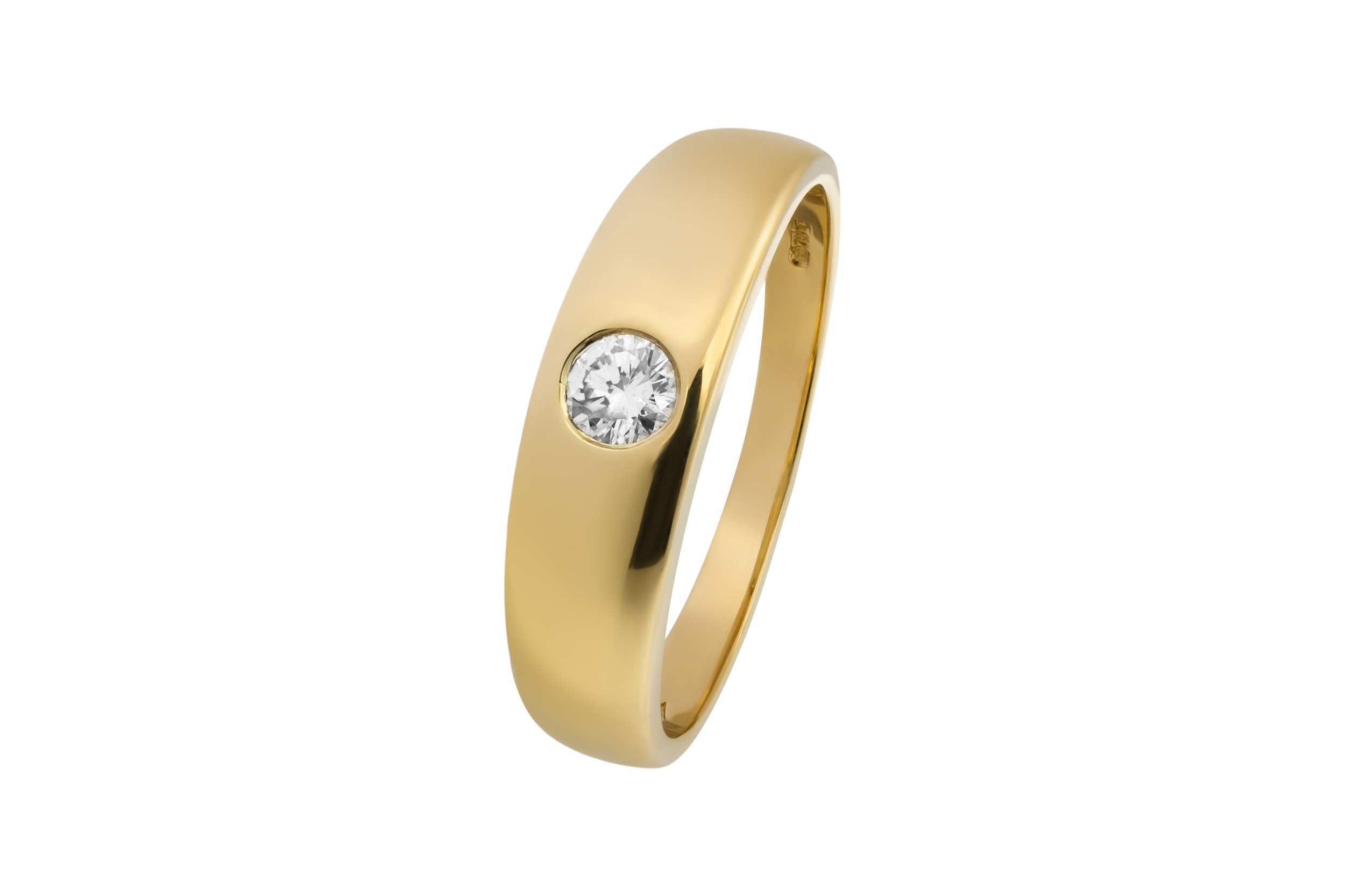 18ct Yellow Gold 0.25ct Diamond Ring Rubover Setting