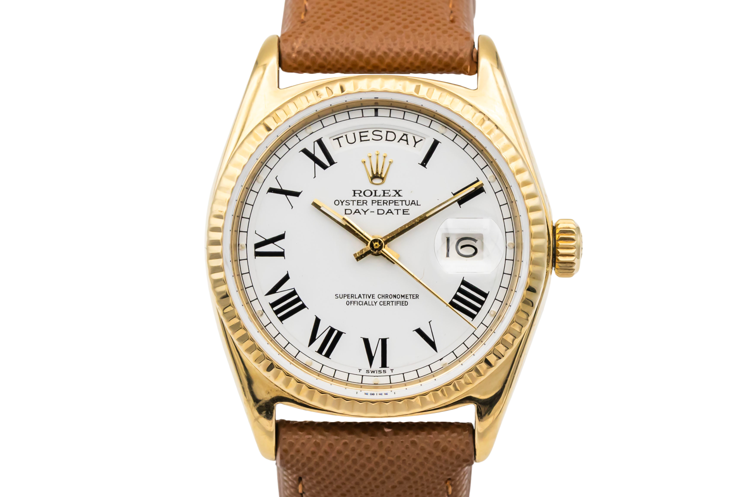 Rolex Day-Date 36mm 18ct Yellow Gold Brown Leather 1803 1974