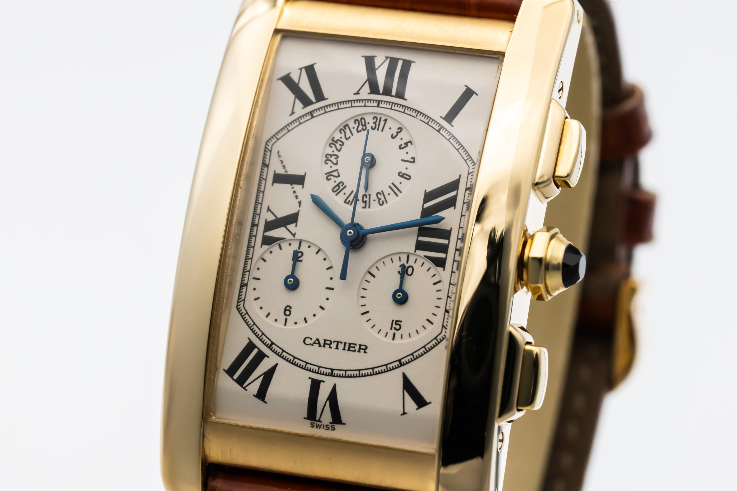 Cartier Tank Américaine Chronograph 26mmx45mm Brown Leather W2601156/1730 2007