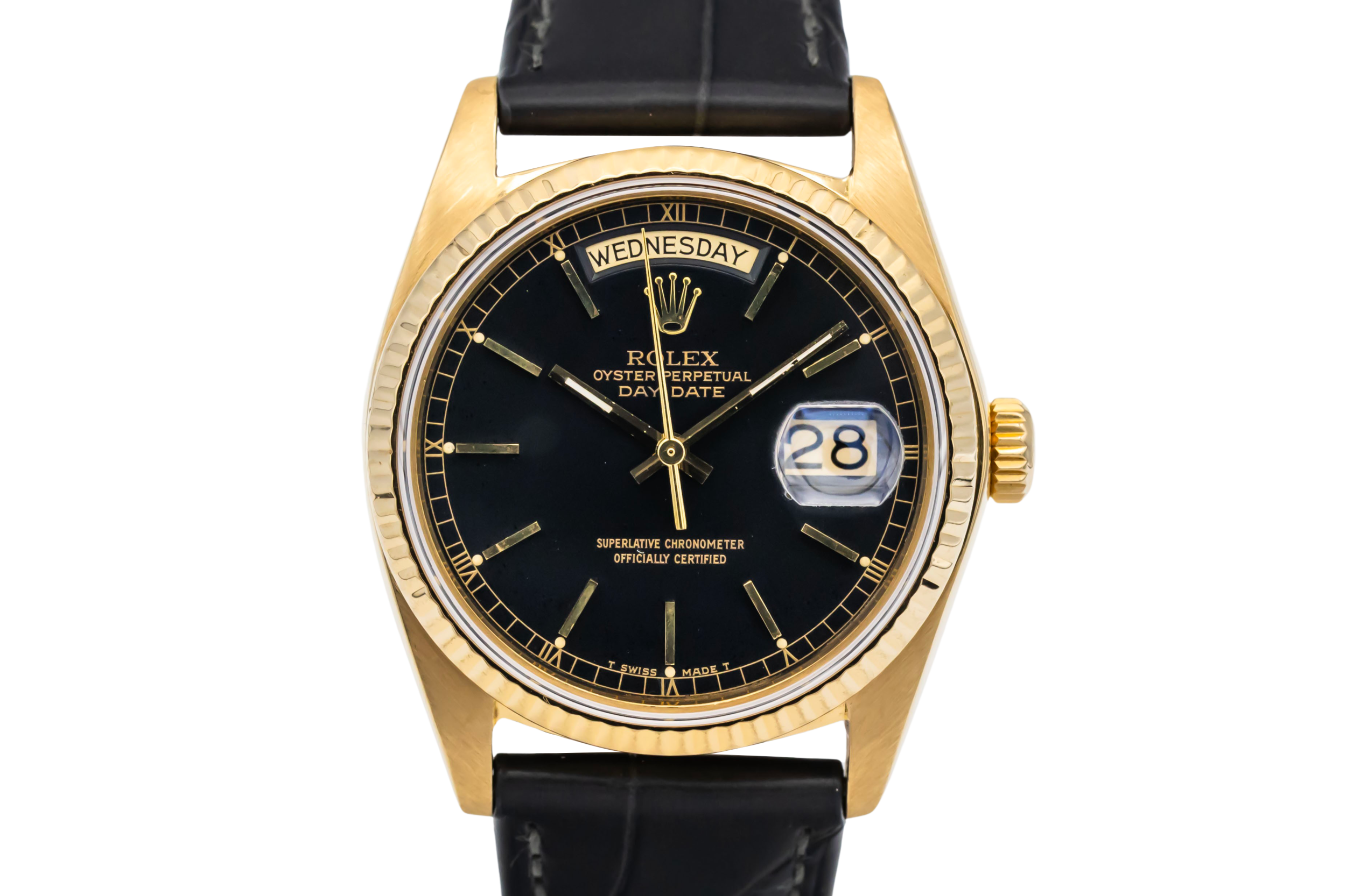 Rolex Day-Date 36mm Black Leather 18038 1978
