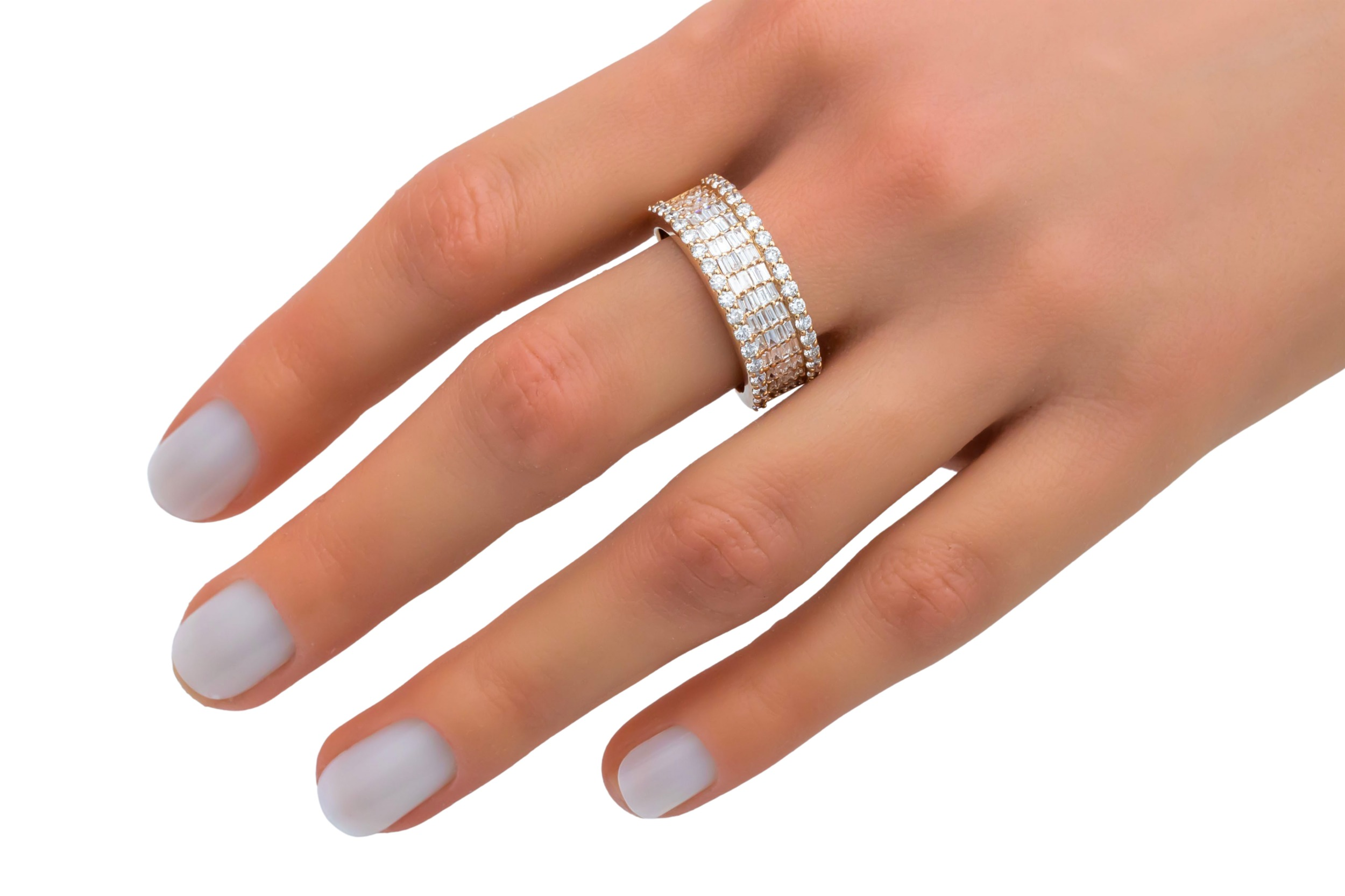 18ct Rose Gold Round Brilliant Diamond Mens Ring 1.35ct