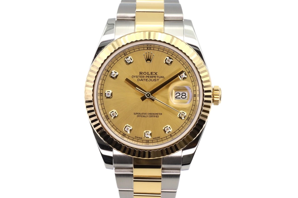 DATEJUST 41 STAINLESS STEEL DIAMOND NUMERALS LEATHER STRAP