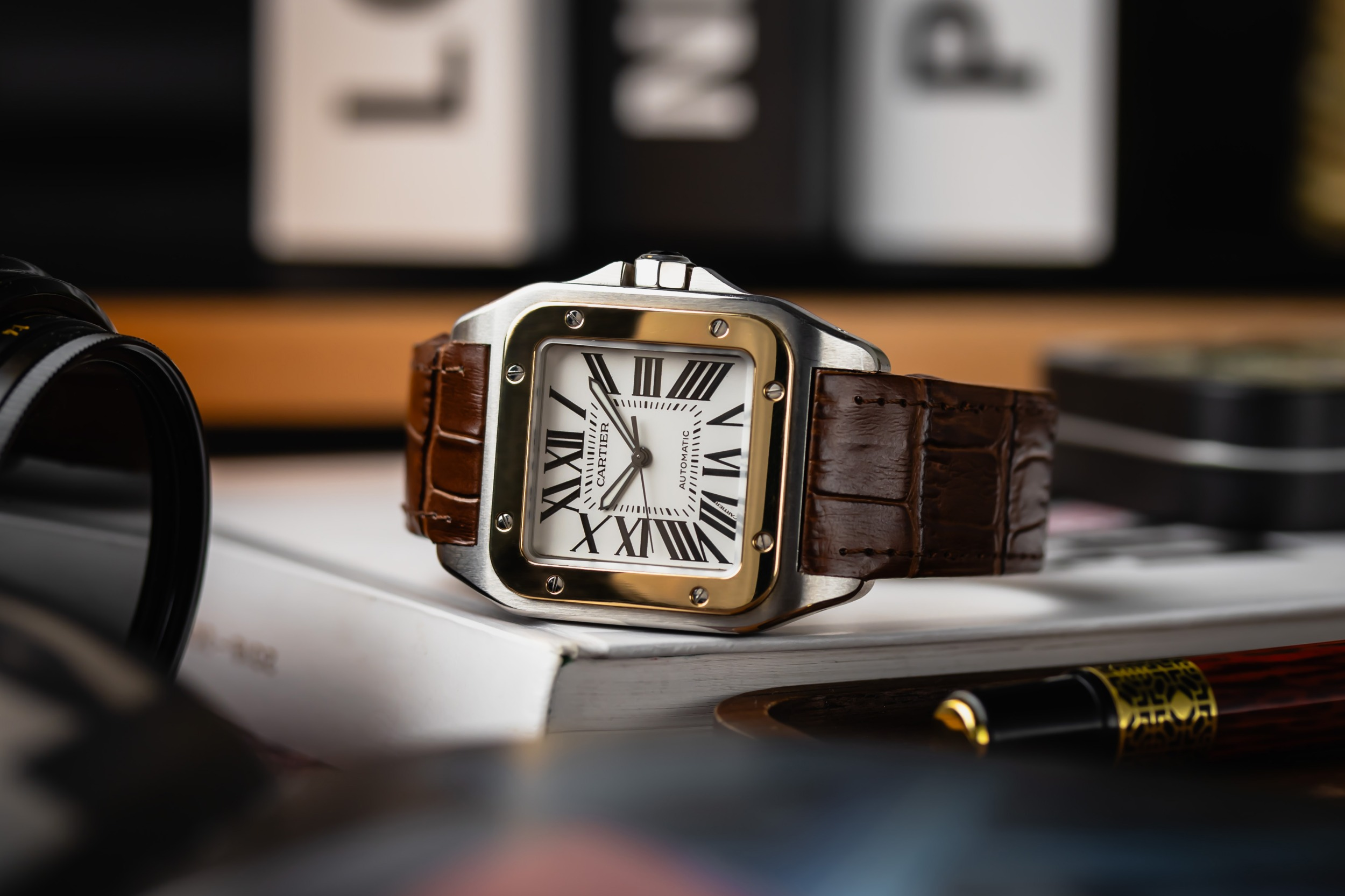 Cartier Santos 100 XL 38mm x 51mm Brown Leather W20077X7/2656 2007