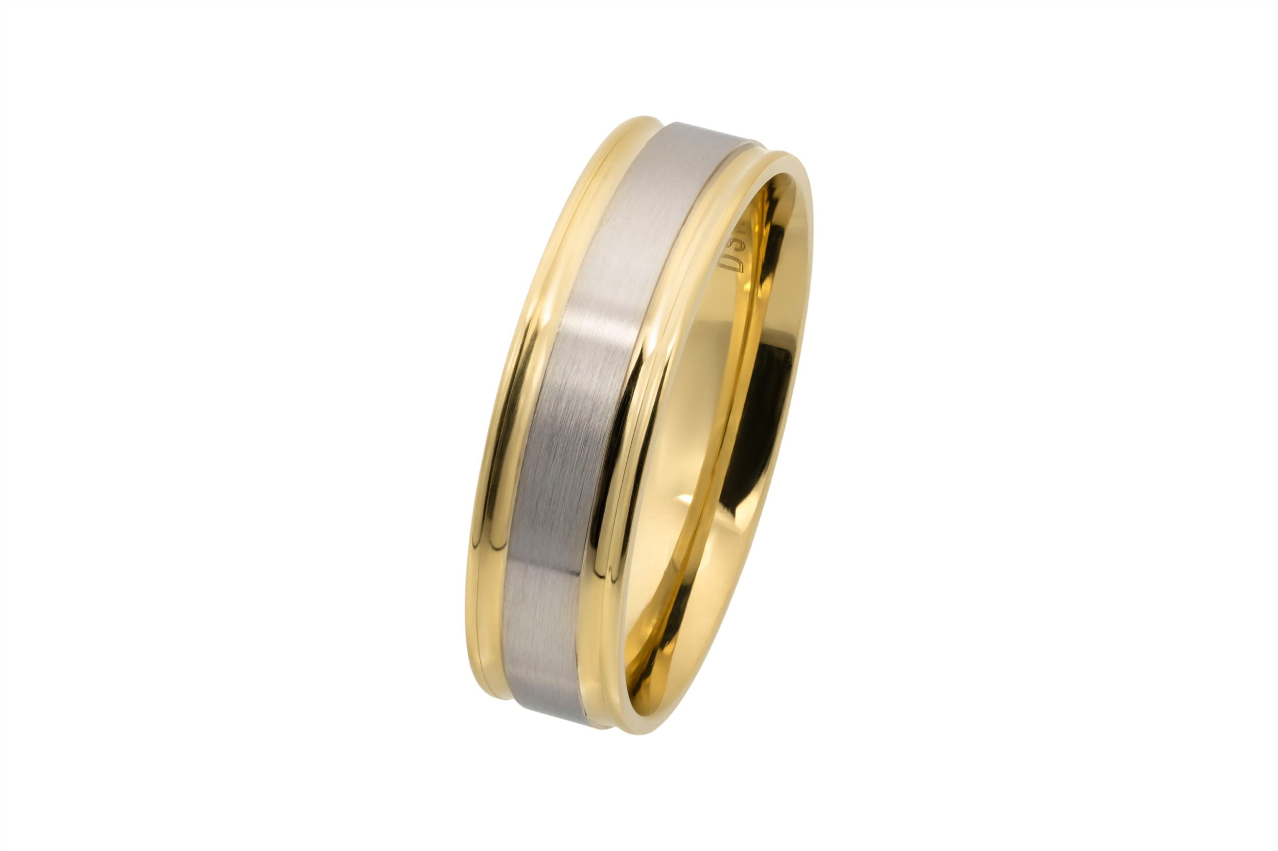 9ct Yellow and White Gold Court Wedding Band Ring 5.2g