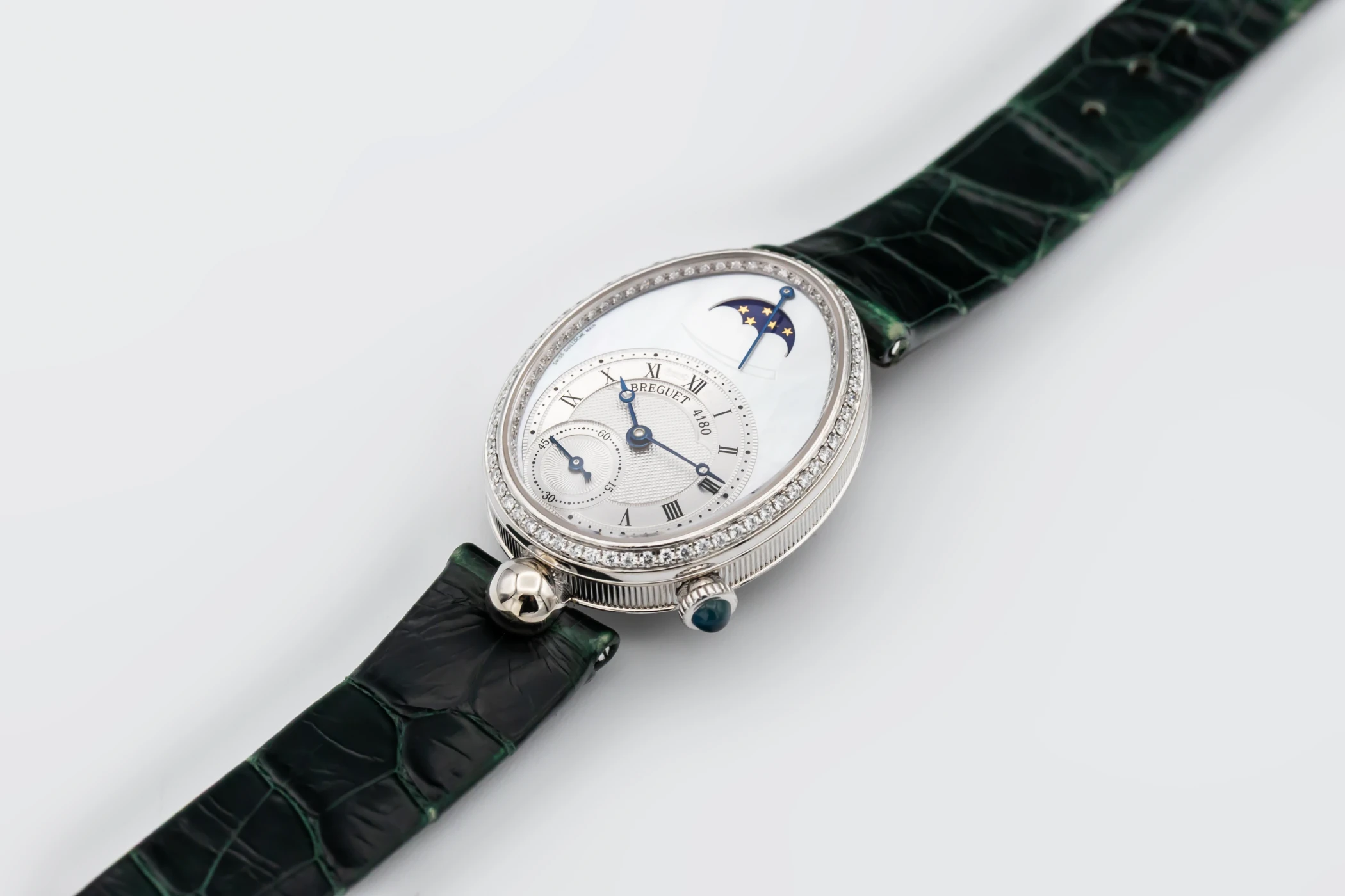 Breguet Reine De Naples 36.50x28.48mm 18ct White Gold Green Leather 8908 2009