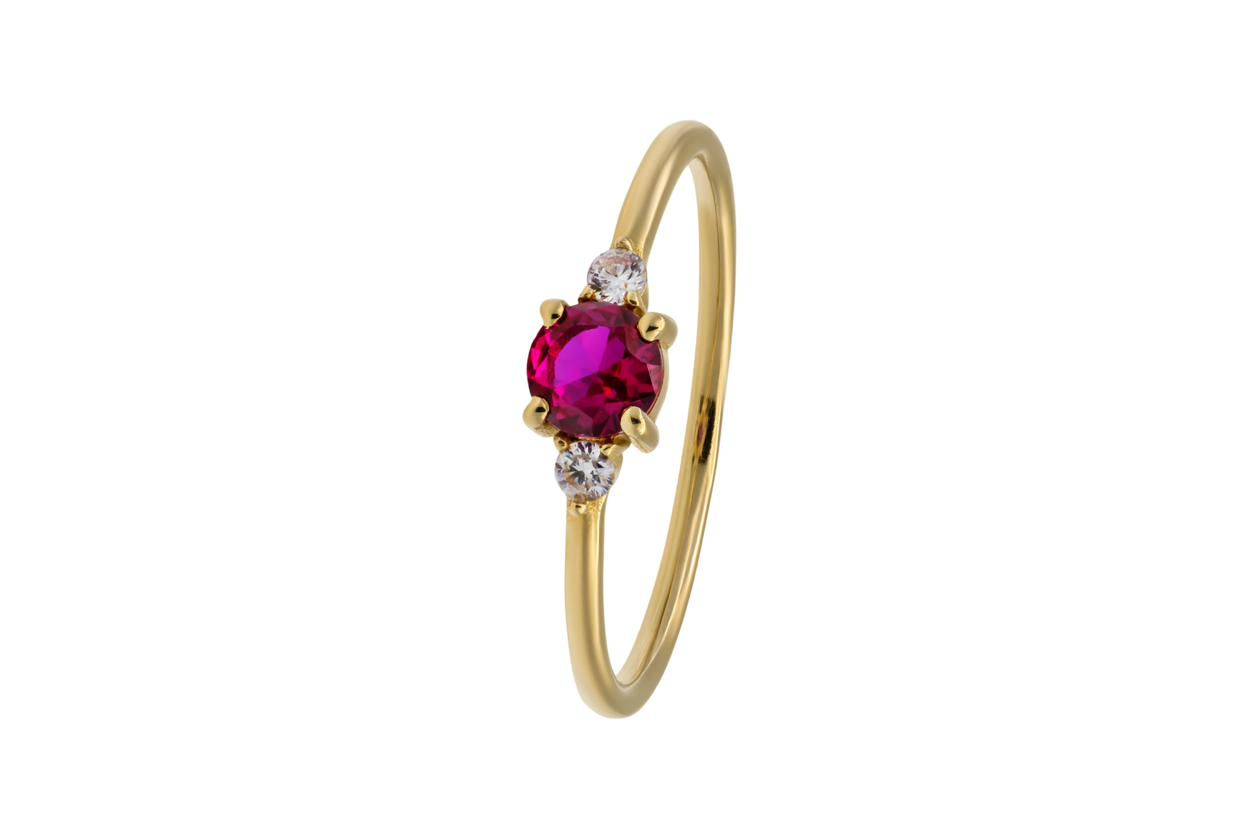 14ct Yellow Gold Brilliant Cut Pink and White Cubic Zirconia Ring 1.50g