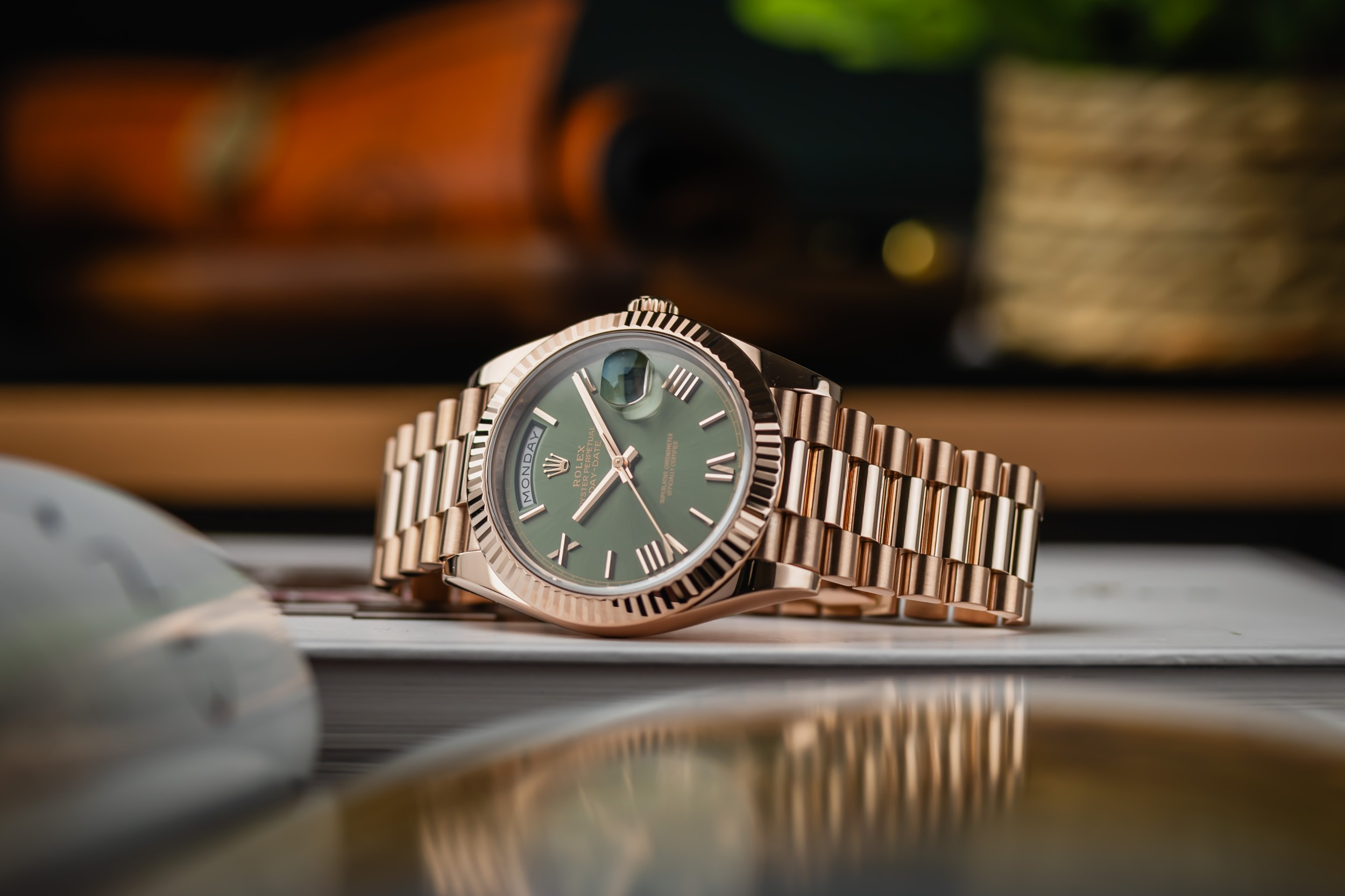 Rolex Day-Date 40mm 'Olive' 18ct Rose Gold Presidential 228235 2018
