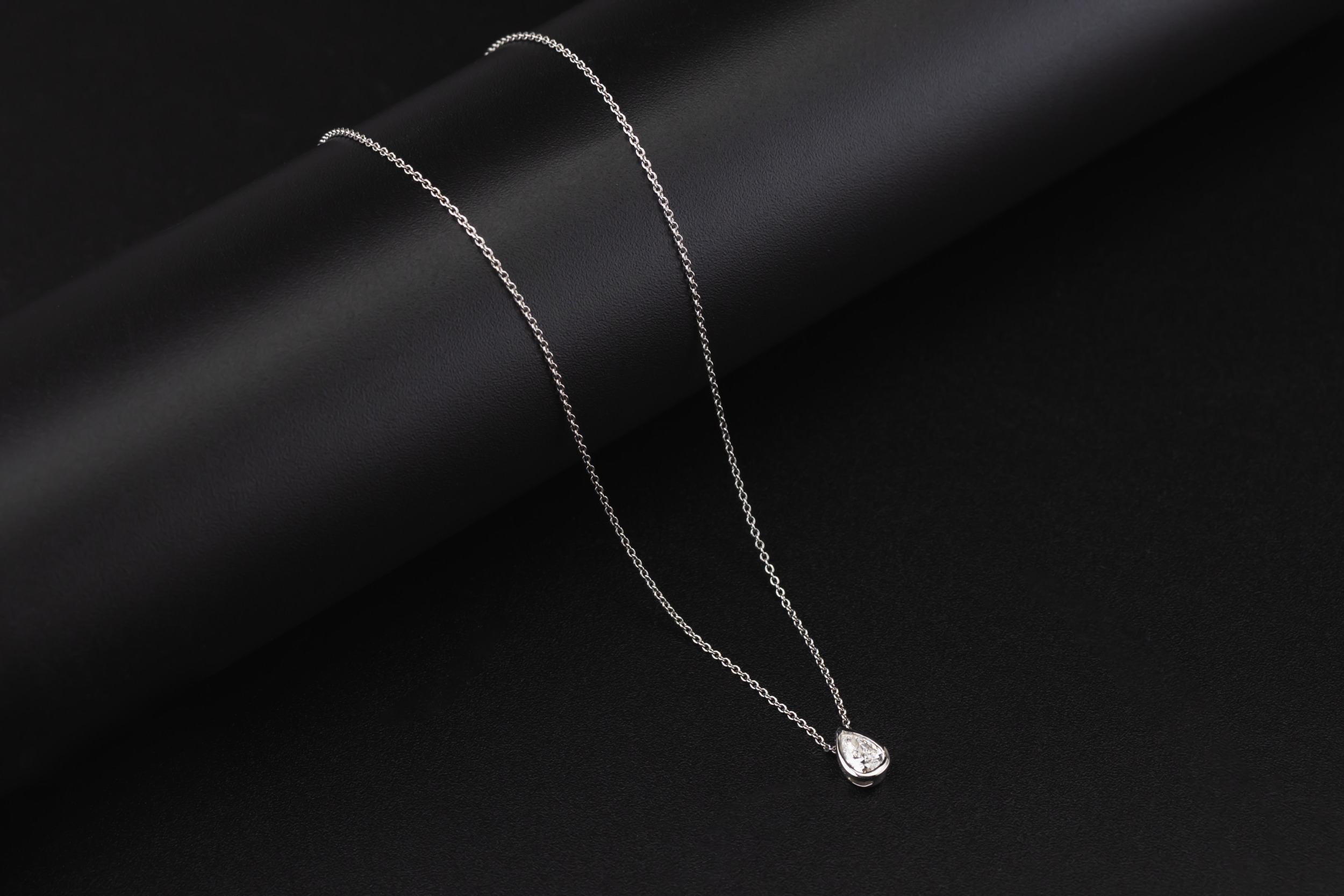 Gold Sterling Silver Lab Grown Pear Cut Diamond Necklace 0.50ct