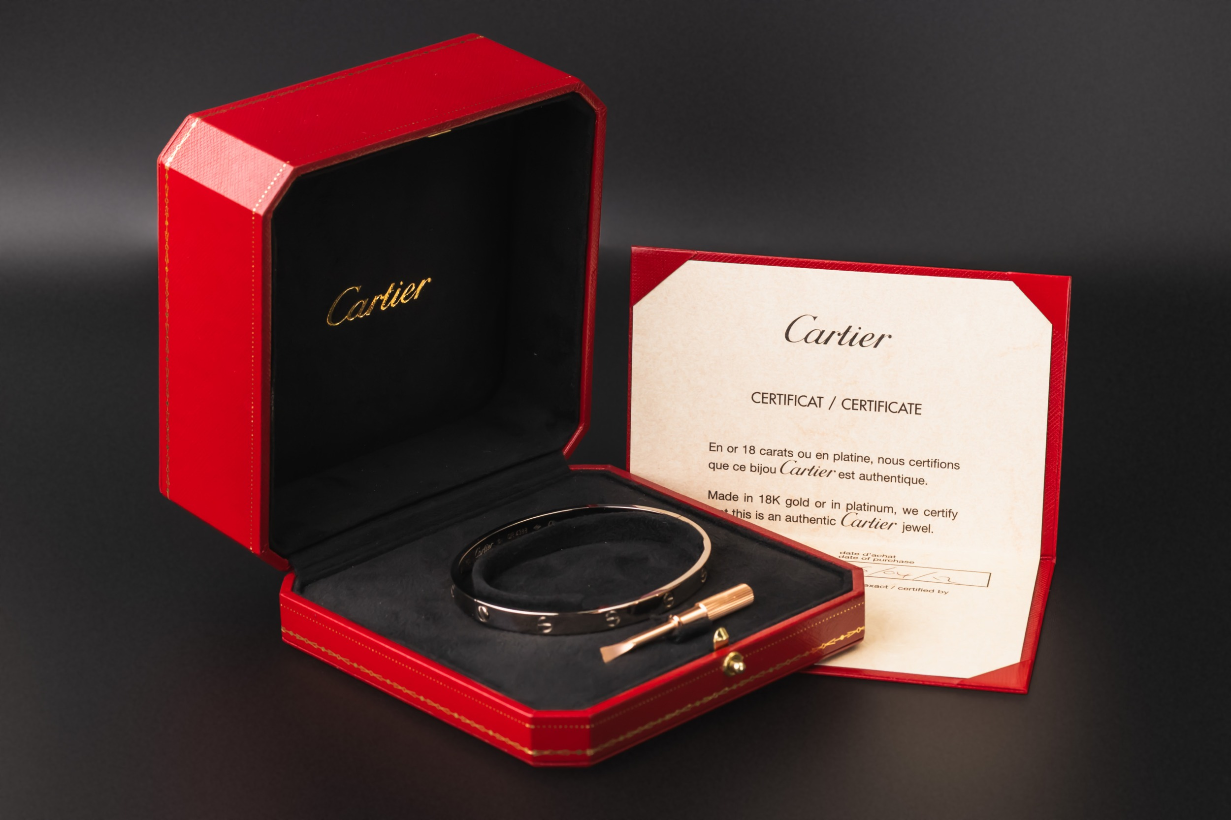 Cartier LOVE Classic 18ct White Gold Bracelet Size 21 43.9g Authentic Box