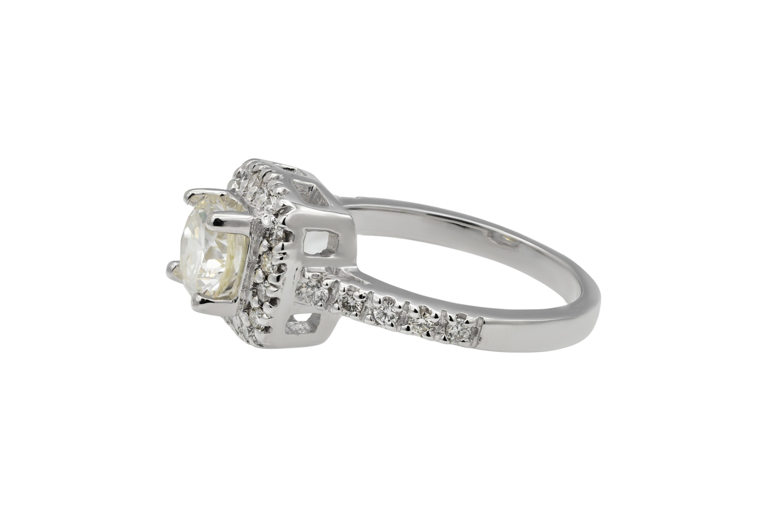 Platinum Halo Brilliant Round Diamond Engagement Ring 1.45ct J VS1 W.G.I Certified
