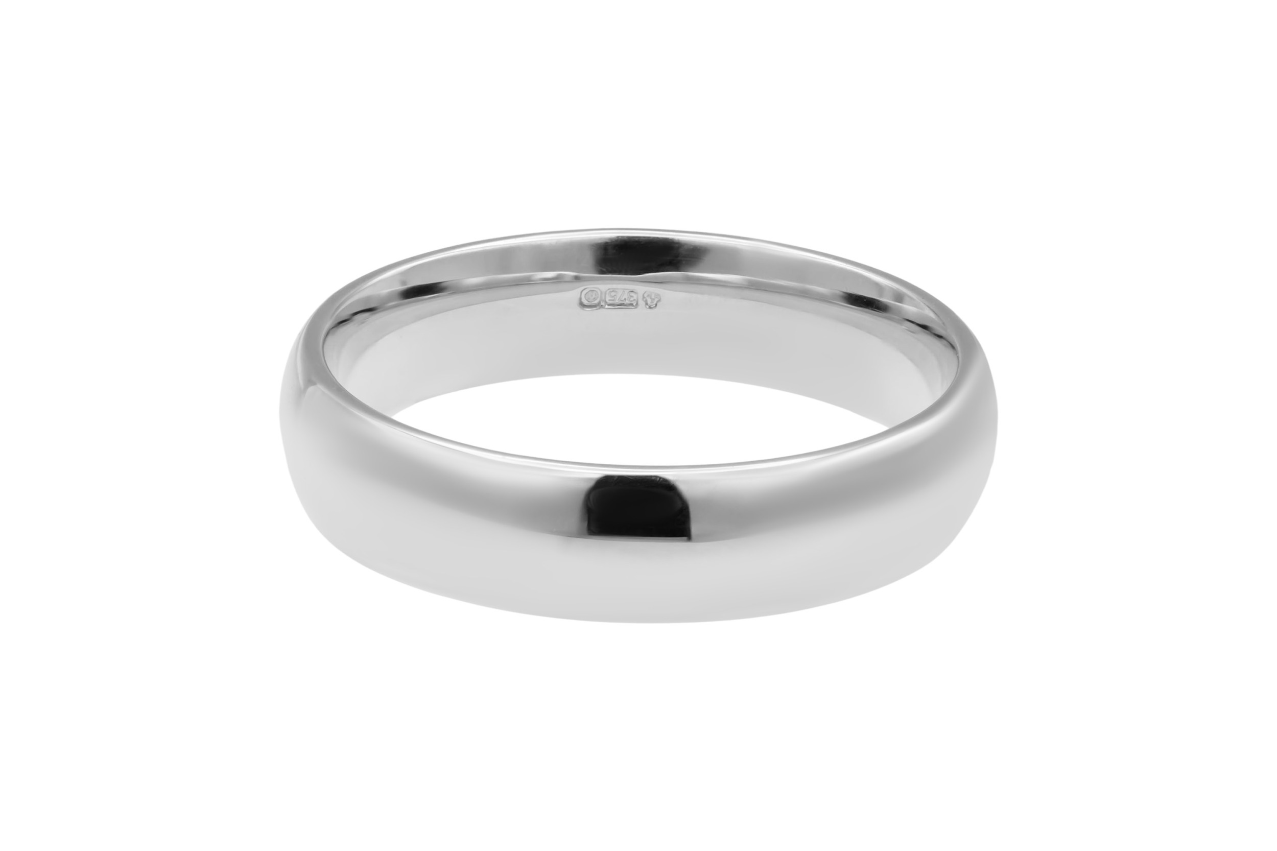 9ct White Gold D-Shape Wedding Band