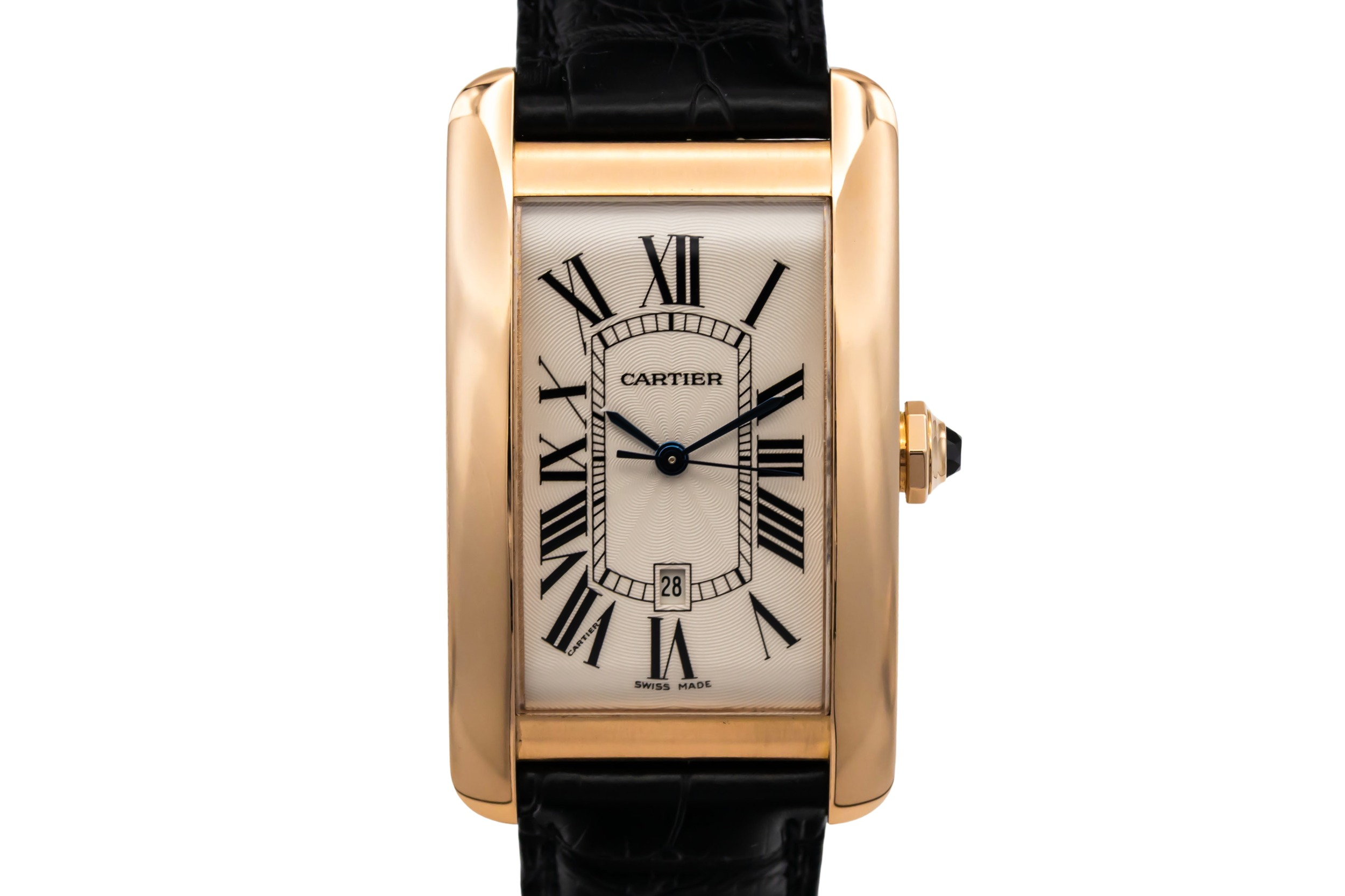 Cartier Tank Americaine 45.1x26.6mm Black Leather W2609156/2505 Circa 2010