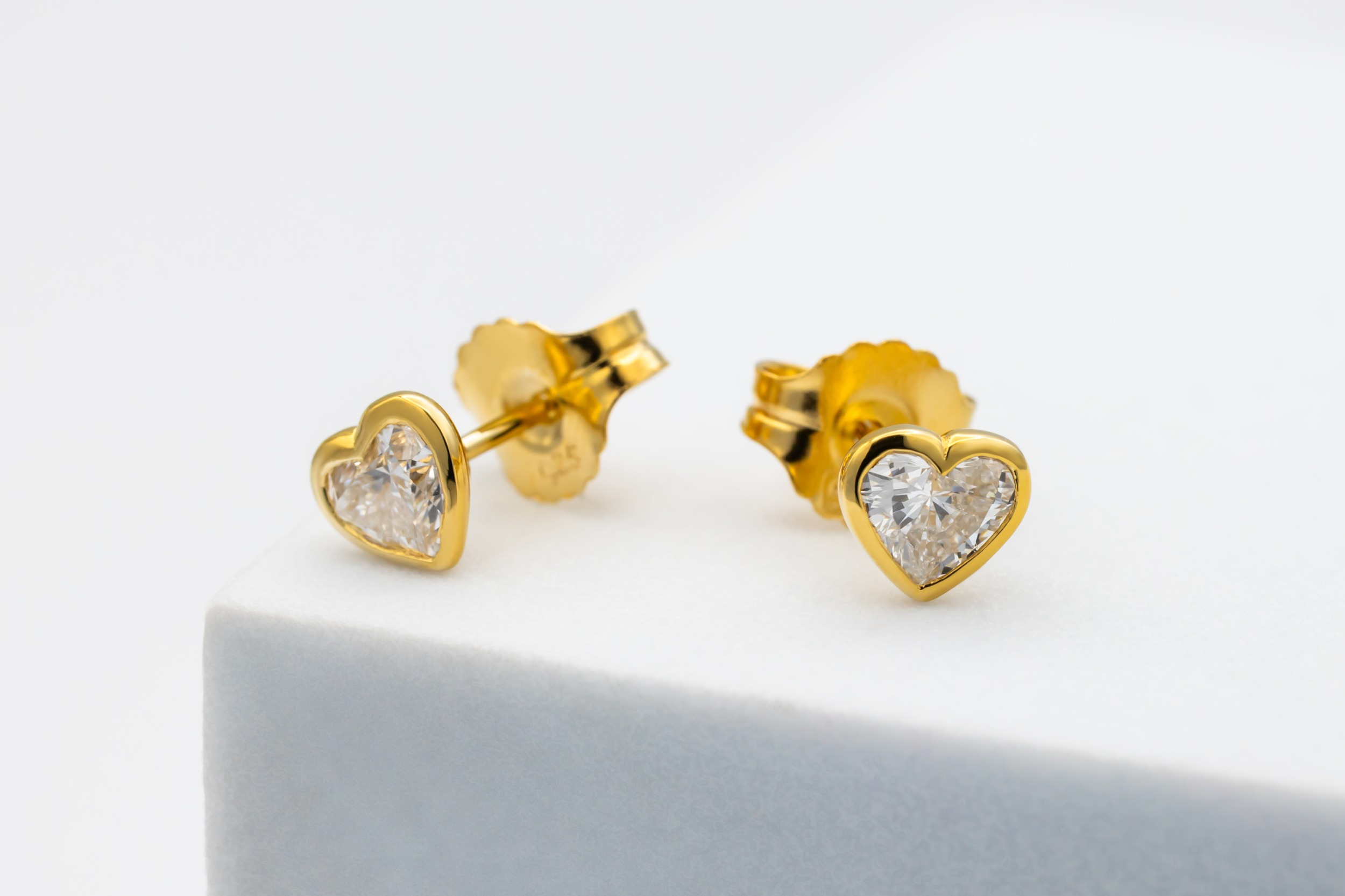 Lab Diamond Heart Gold Plated Sterling Silver Stud 1.06ct
