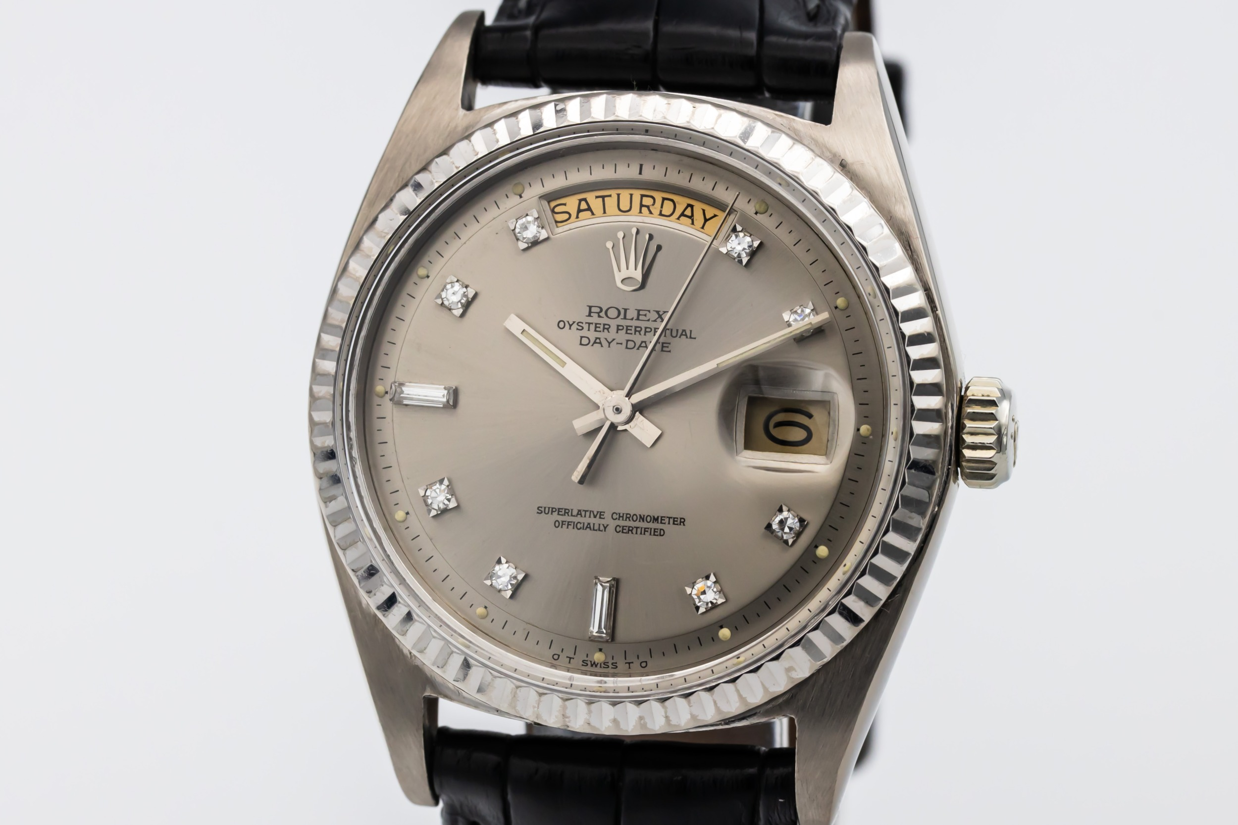 Rolex Day-Date 36mm Black Leather 18ct White Gold 1803 - 1974