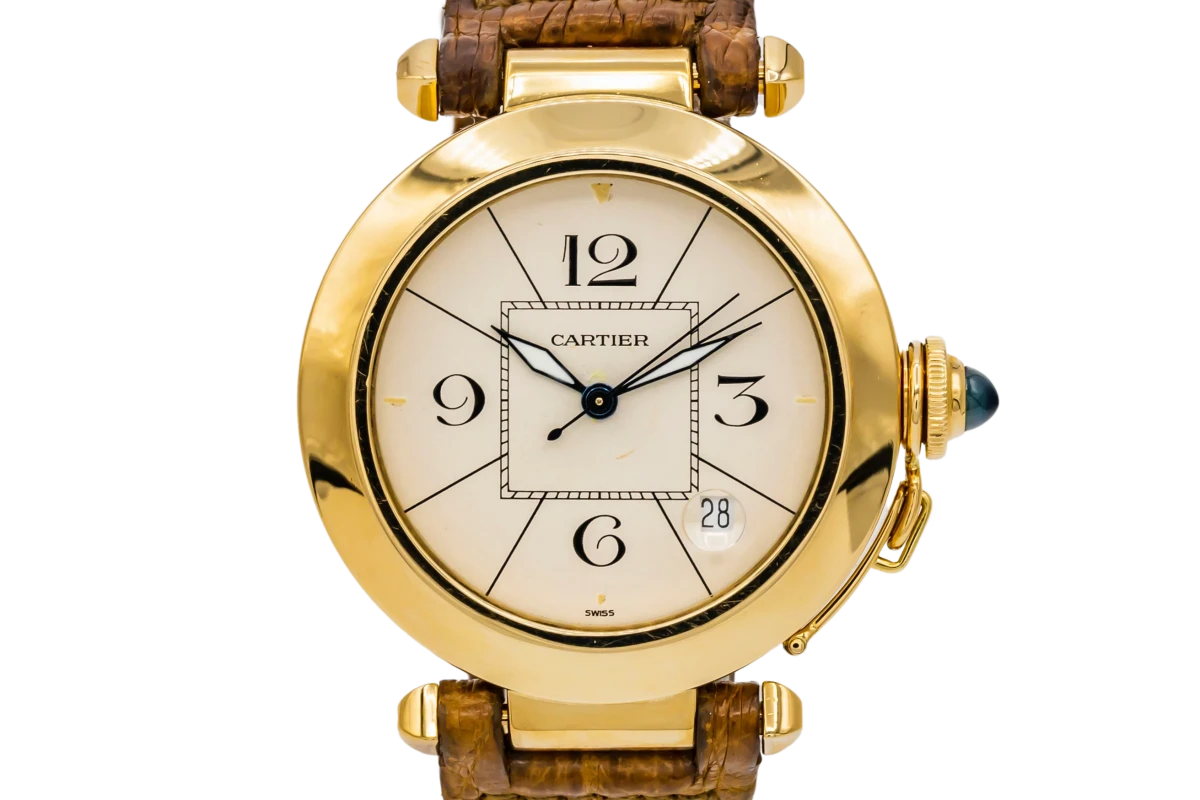 Cartier Pasha 38mm 18ct Yellow Gold Brown Leather 1989