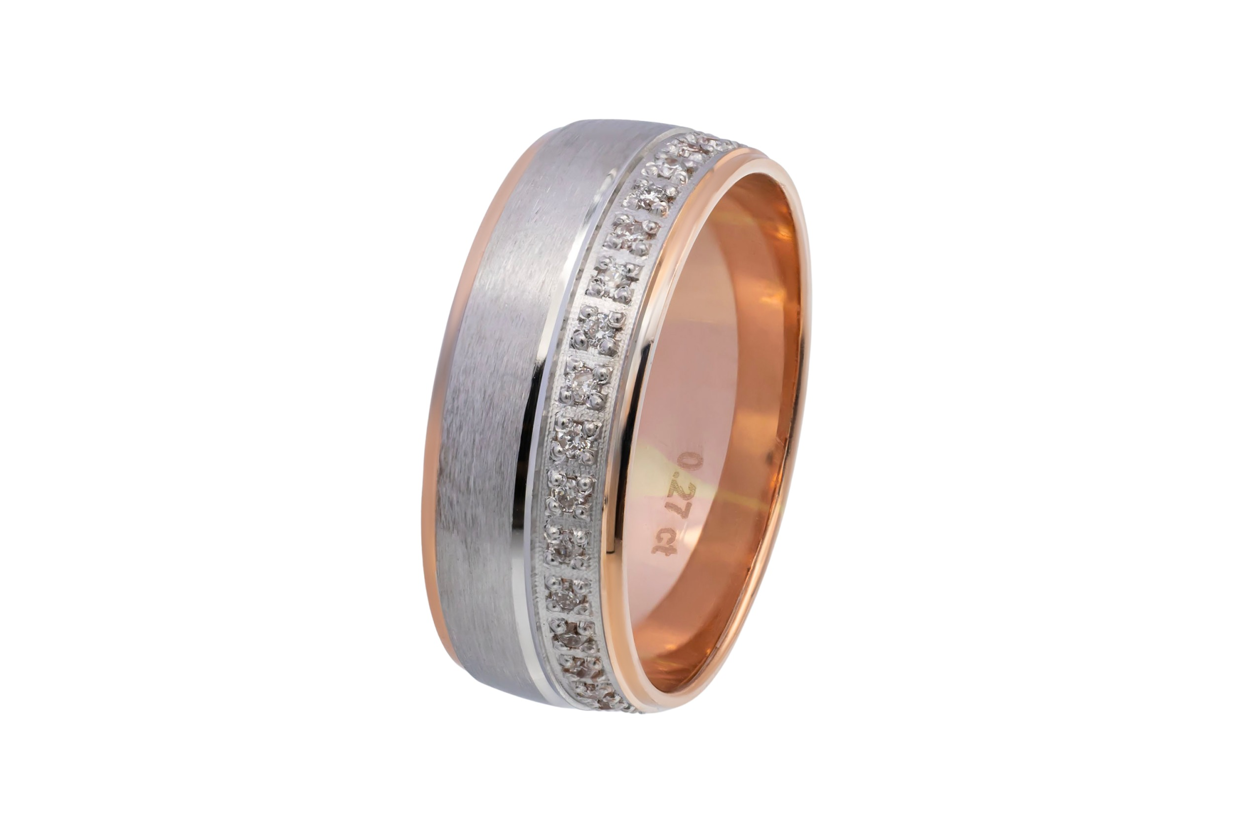 14ct White And Rose Gold  Diamond Wedding Band 0.27ct 5.2g